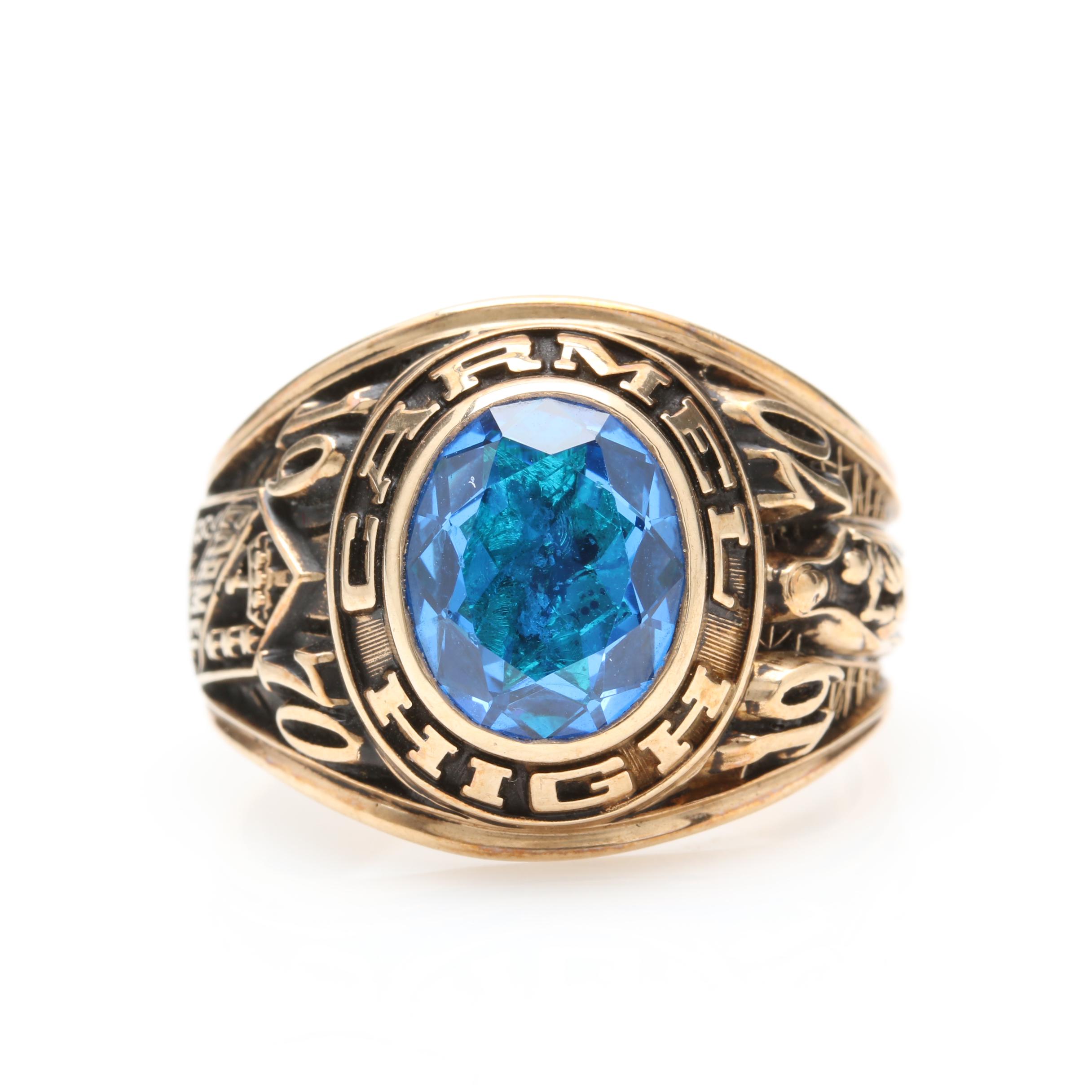 Balfour 10K Yellow Gold Synthetic Spinel Class Ring
