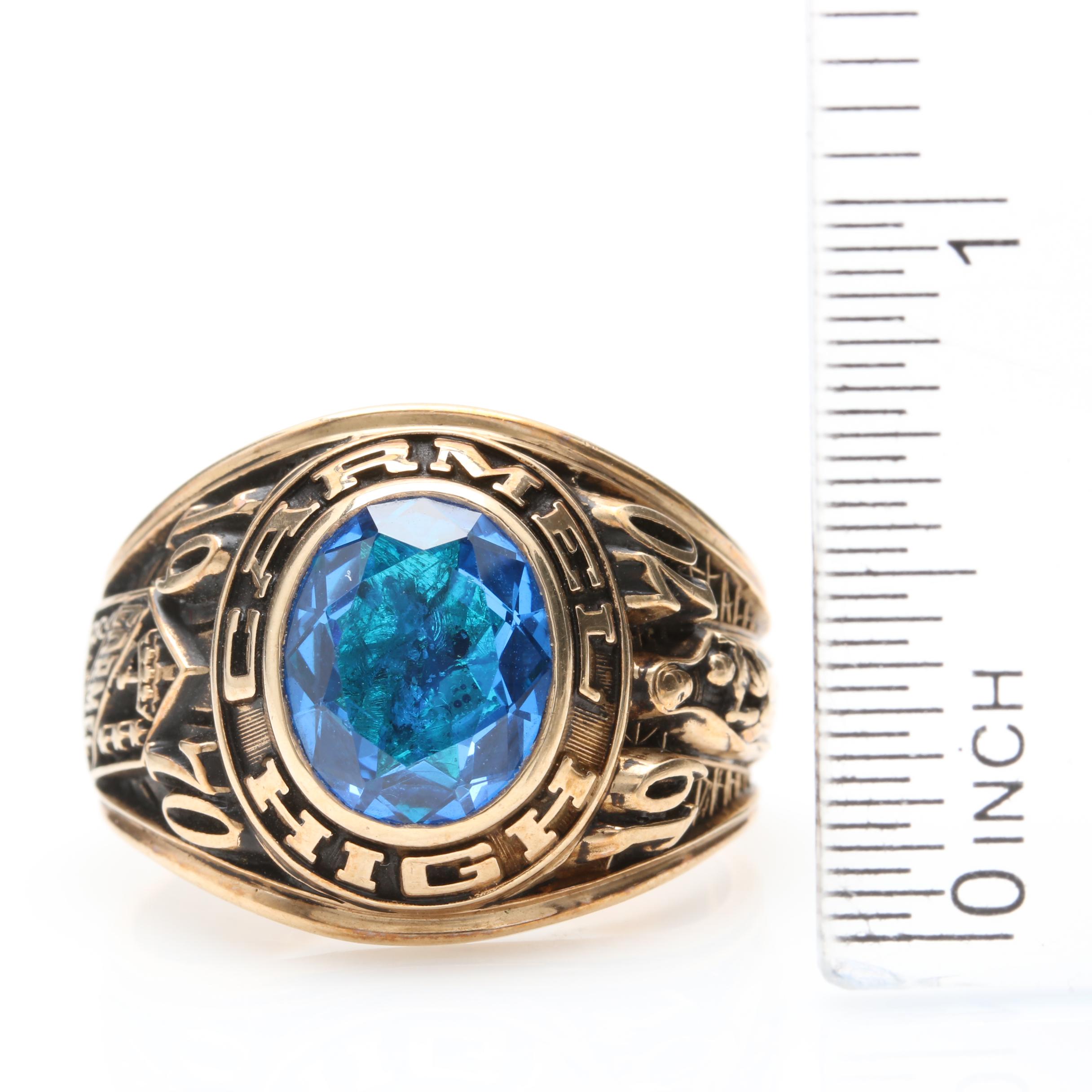 Balfour 10K Yellow Gold Synthetic Spinel Class Ring