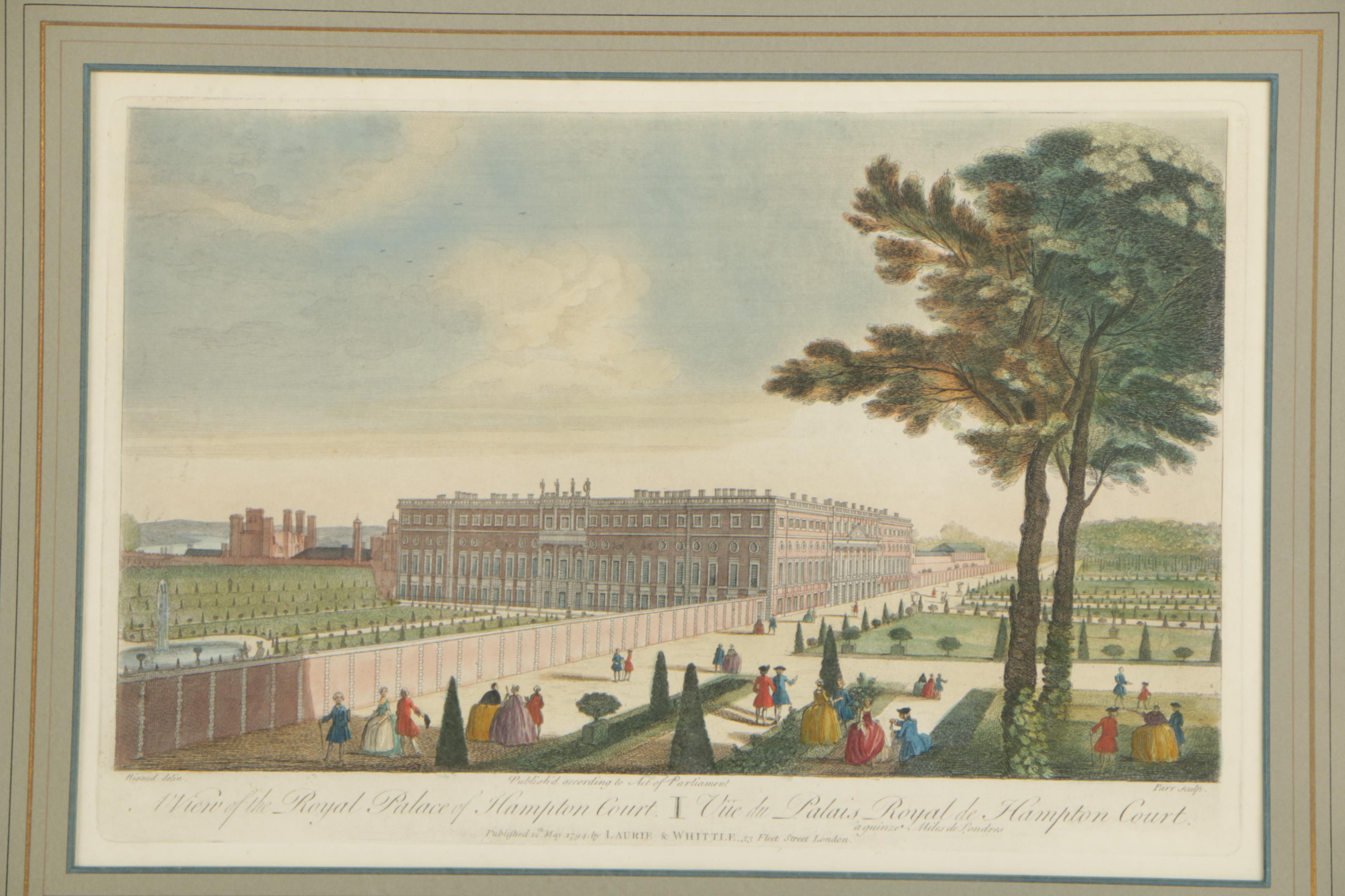 Intaglio Print After J. Rigaud "A View of the Royal Palace of Hampton Court"