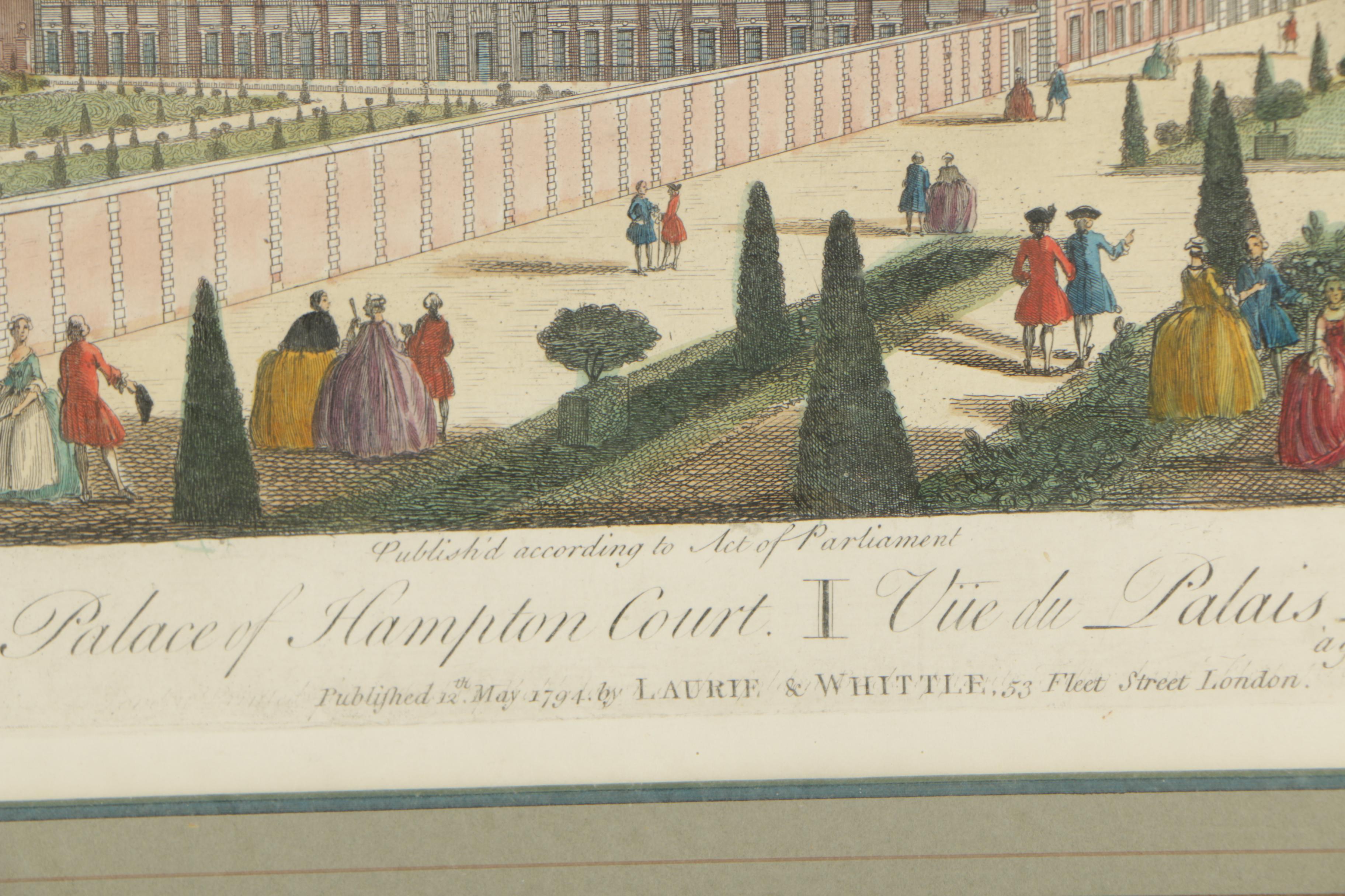 Intaglio Print After J. Rigaud "A View of the Royal Palace of Hampton Court"