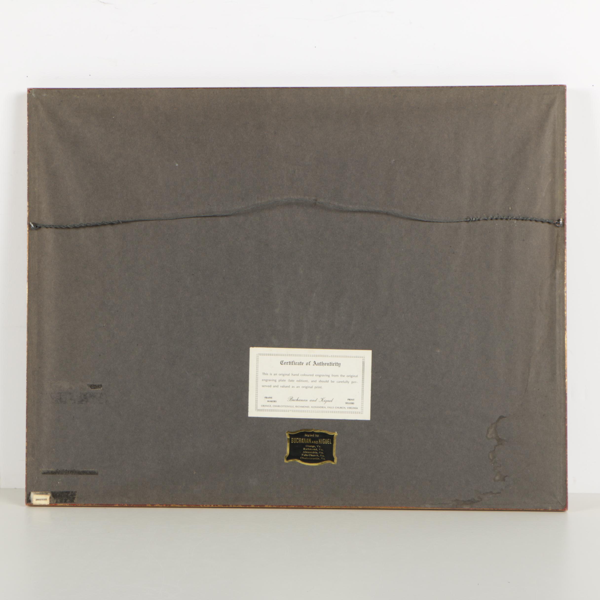 Intaglio Print After J. Rigaud "A View of the Royal Palace of Hampton Court"