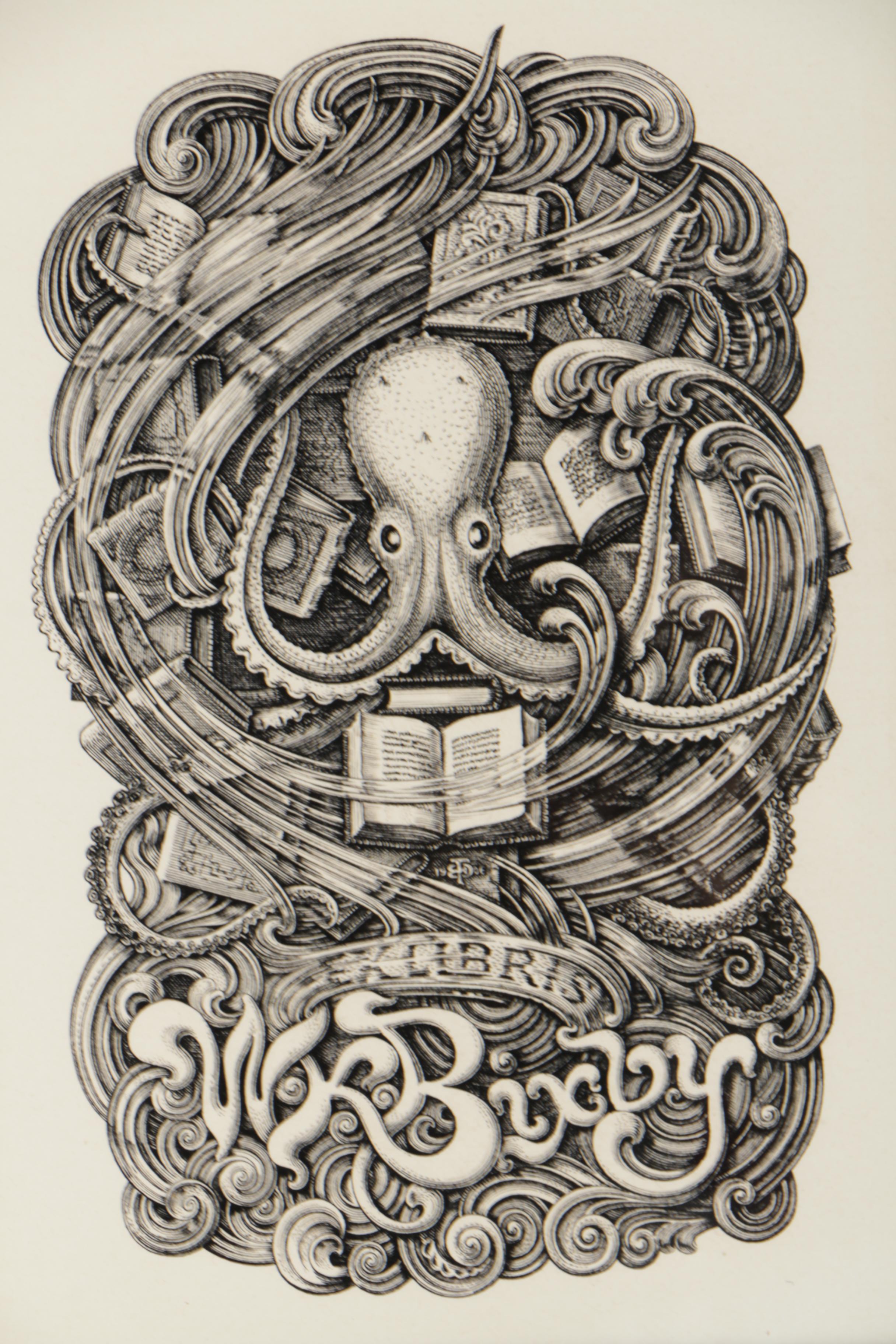 Lithograph After Edwin Davis French "Bookplate of W. K. Bixby"