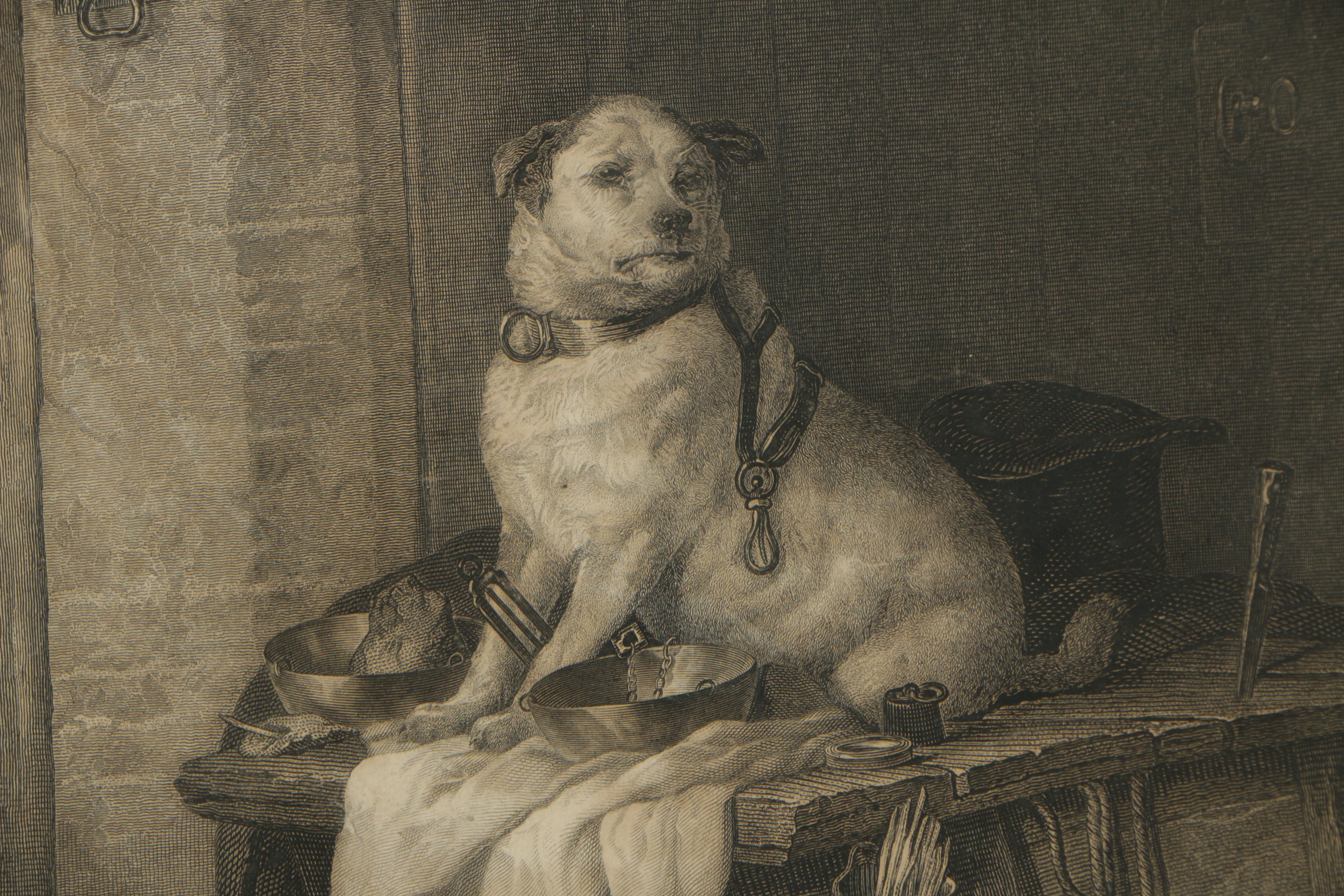 Engraving After  Edwin Henry Landseer "A Jack in Office"