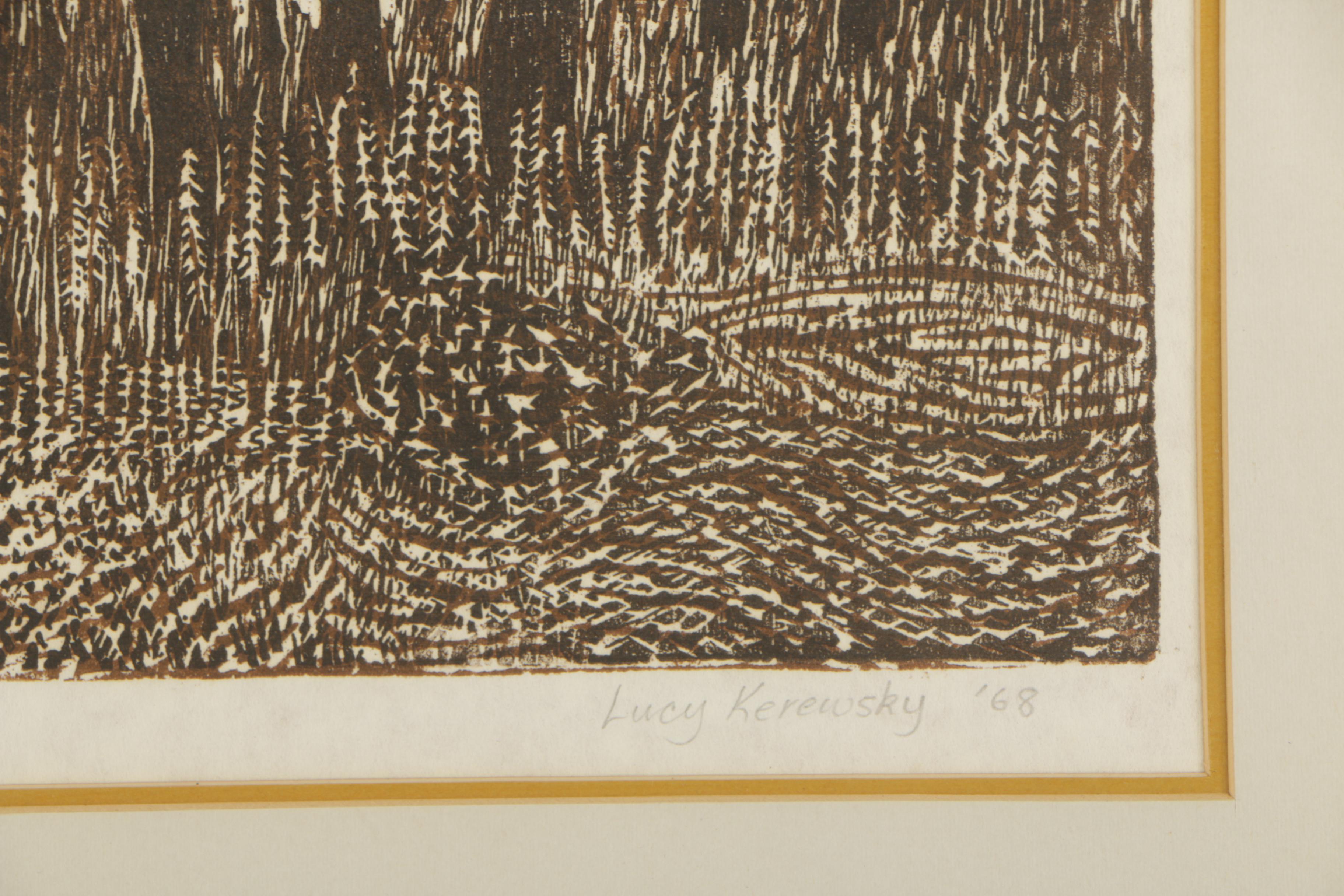 Lucy Kerewsky 1968 Artist's Proof Etching "Woods"