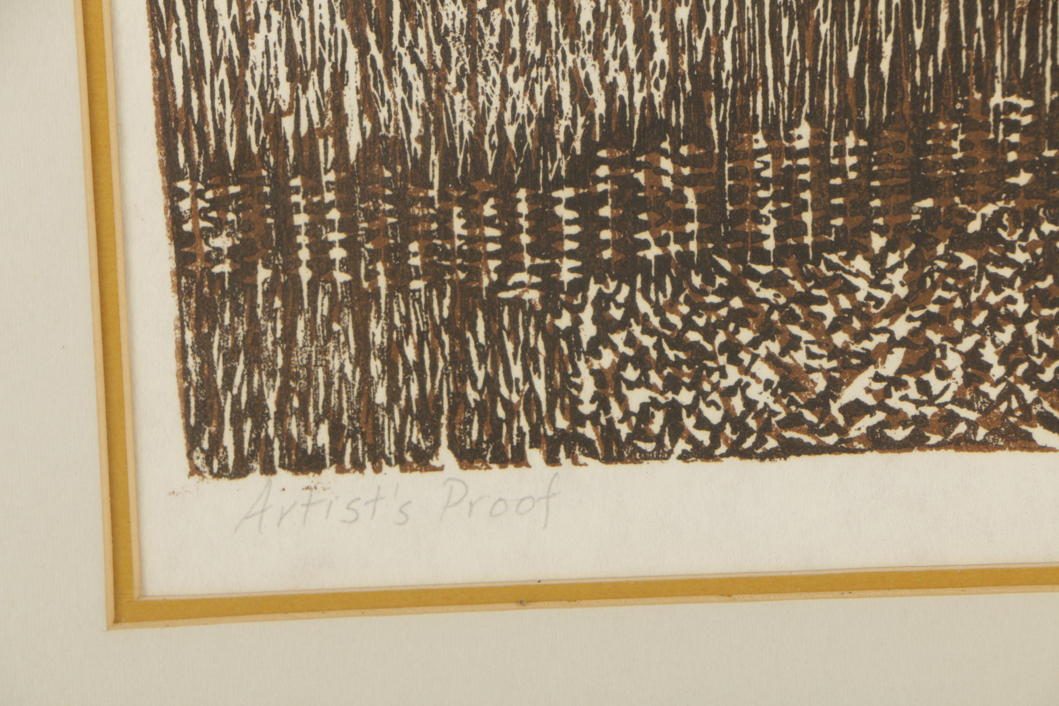 Lucy Kerewsky 1968 Artist's Proof Etching "Woods"