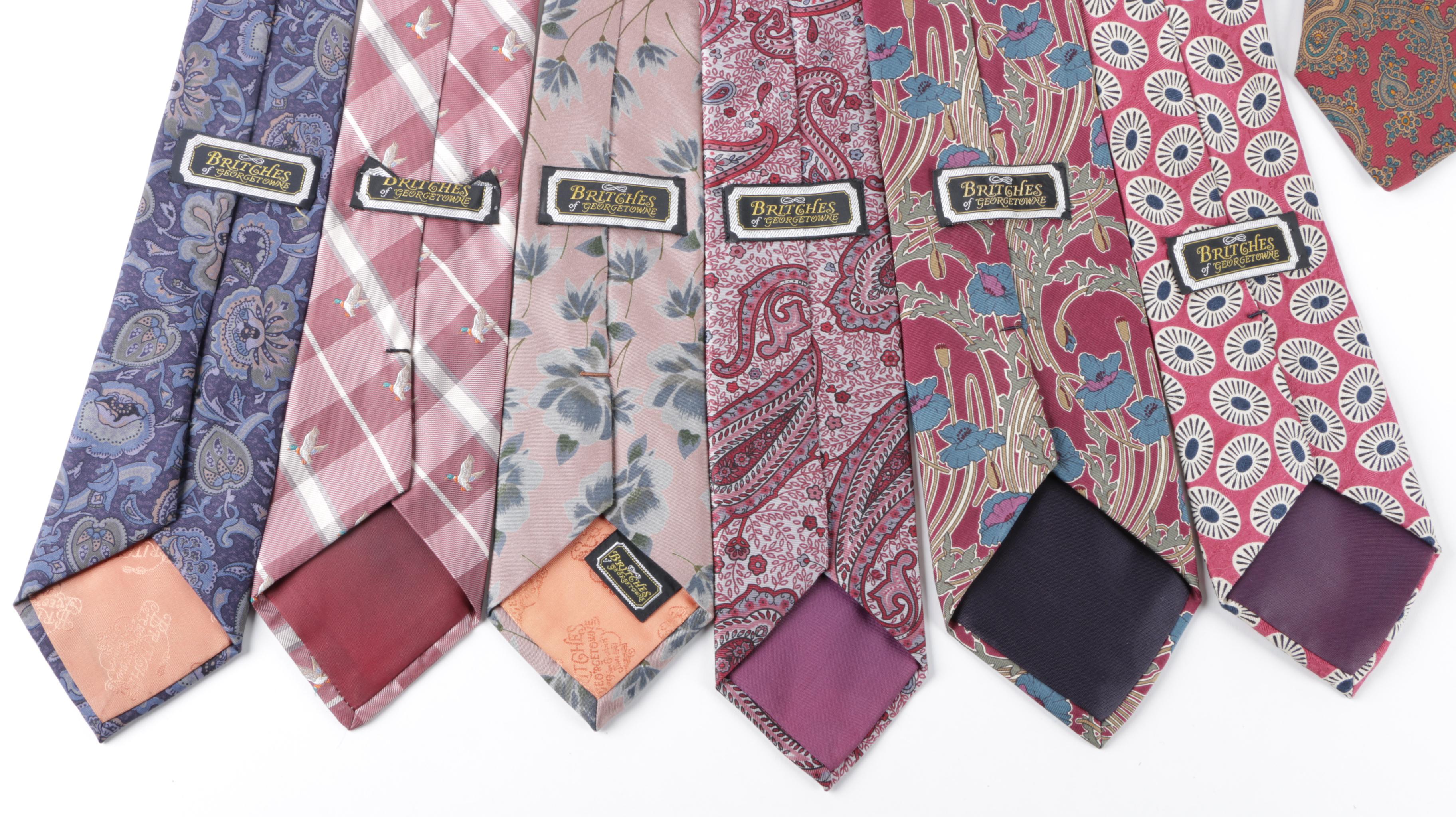 Men's Vintage Silk Neckties Including Britches of Georgetowne and BOSS Hugo Boss