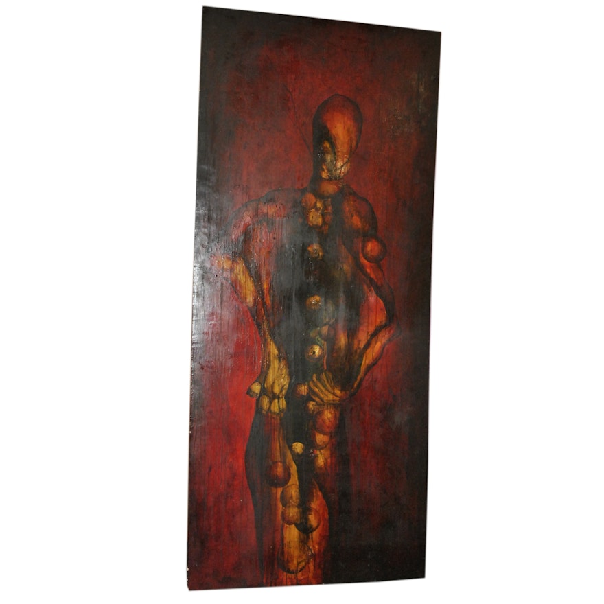 Contemporary Oil Painting of Abstract Figural Portrait