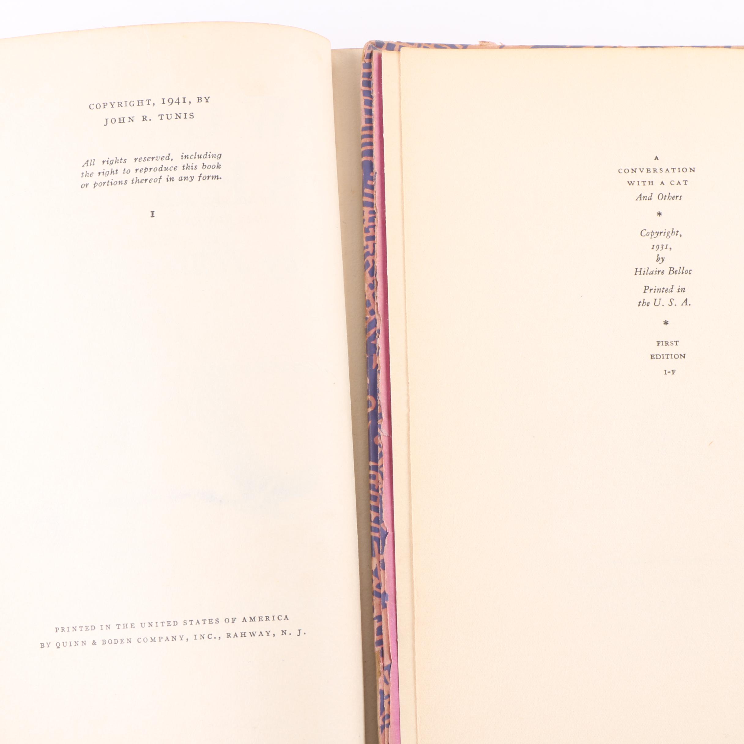 Hardcover Books Including "World Series" by John R. Tunis