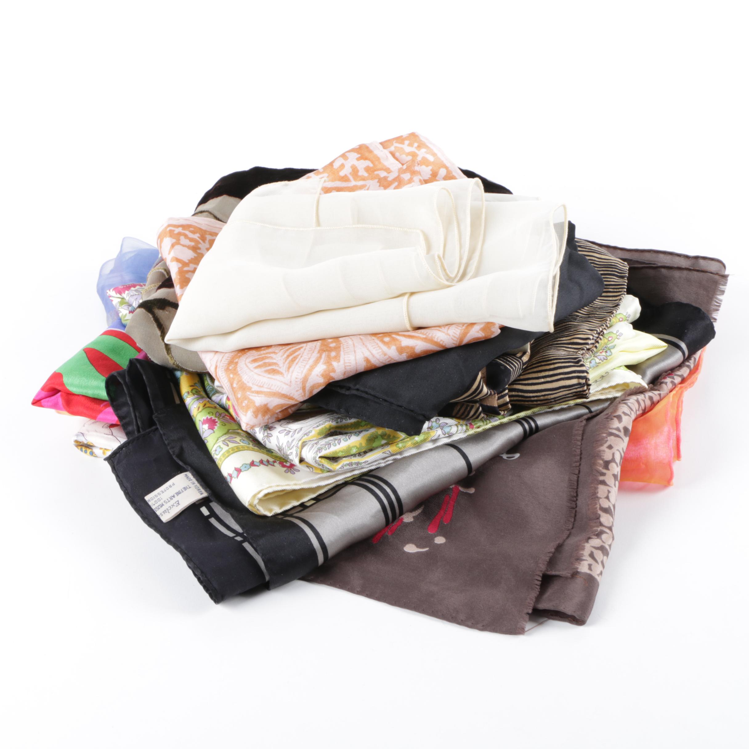 Women's Silk Fashion Scarves Including Vera Neumann, Jaeger, Etro and Claiborne