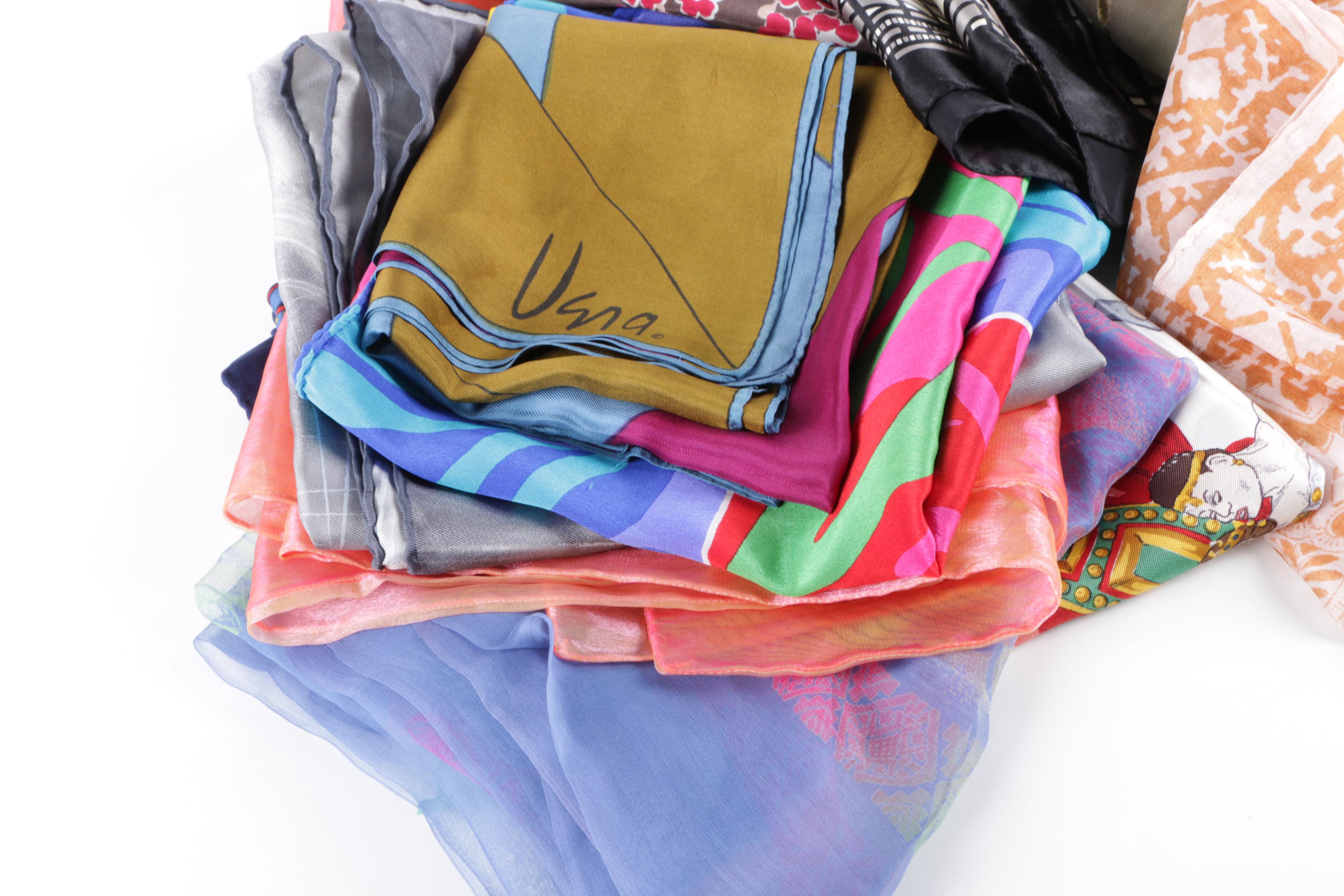 Women's Silk Fashion Scarves Including Vera Neumann, Jaeger, Etro and Claiborne