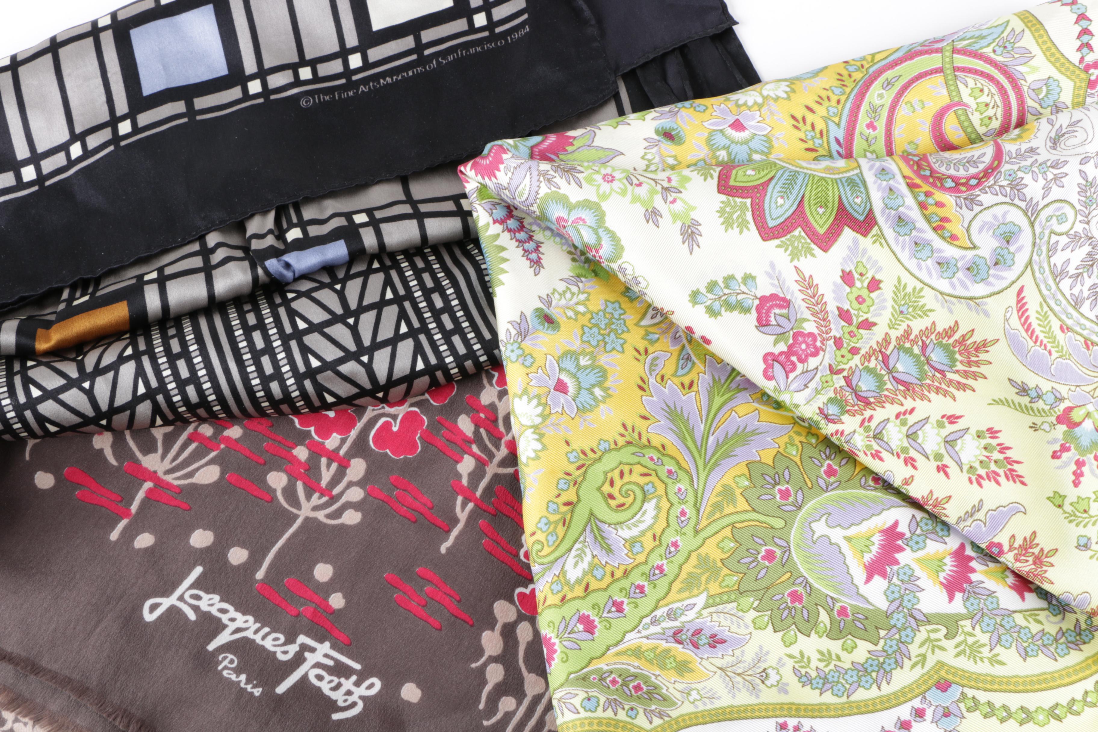 Women's Silk Fashion Scarves Including Vera Neumann, Jaeger, Etro and Claiborne