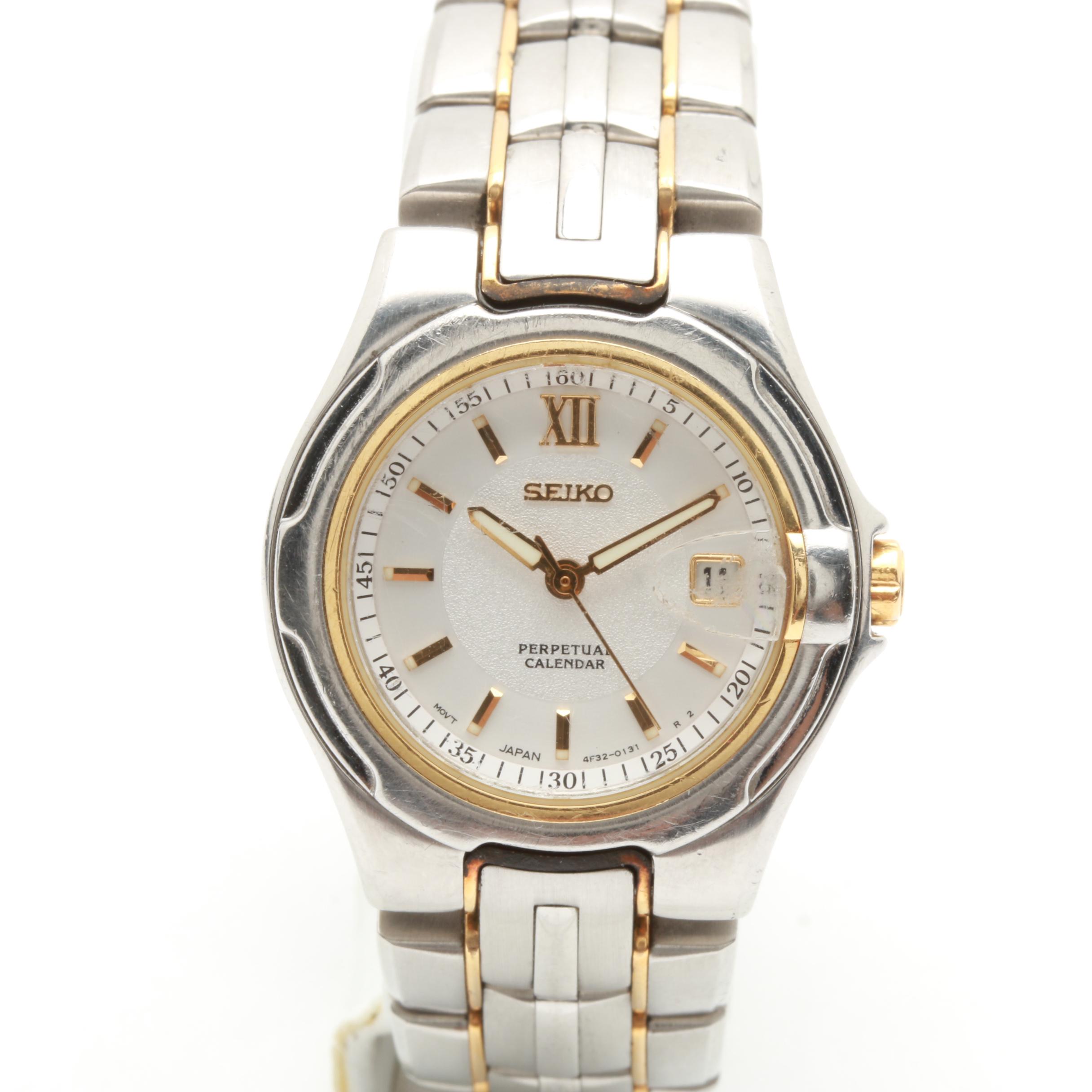 Seiko Perpetual Calendar Stainless Steel and 18K Yellow Gold Watch