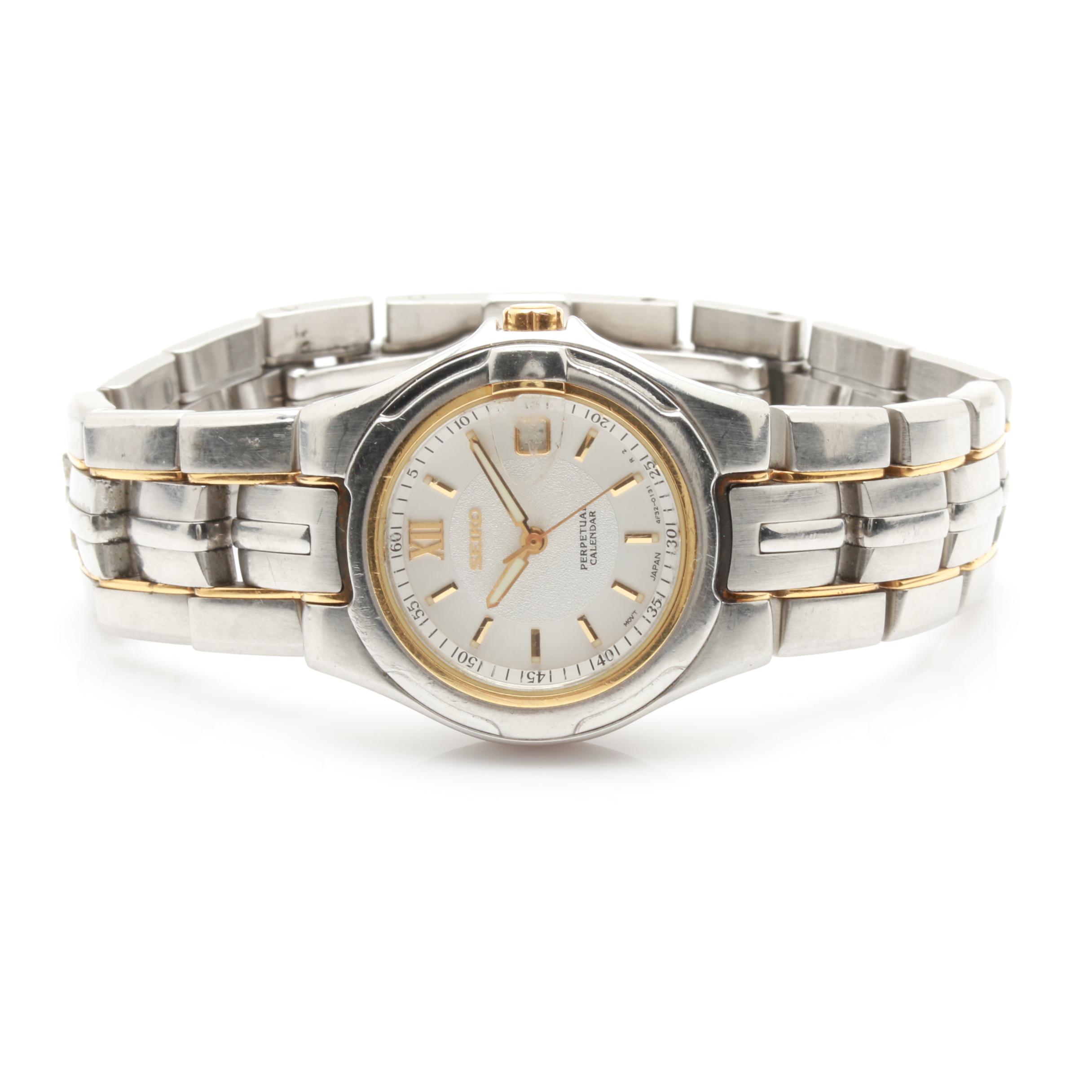Seiko Perpetual Calendar Stainless Steel and 18K Yellow Gold Watch