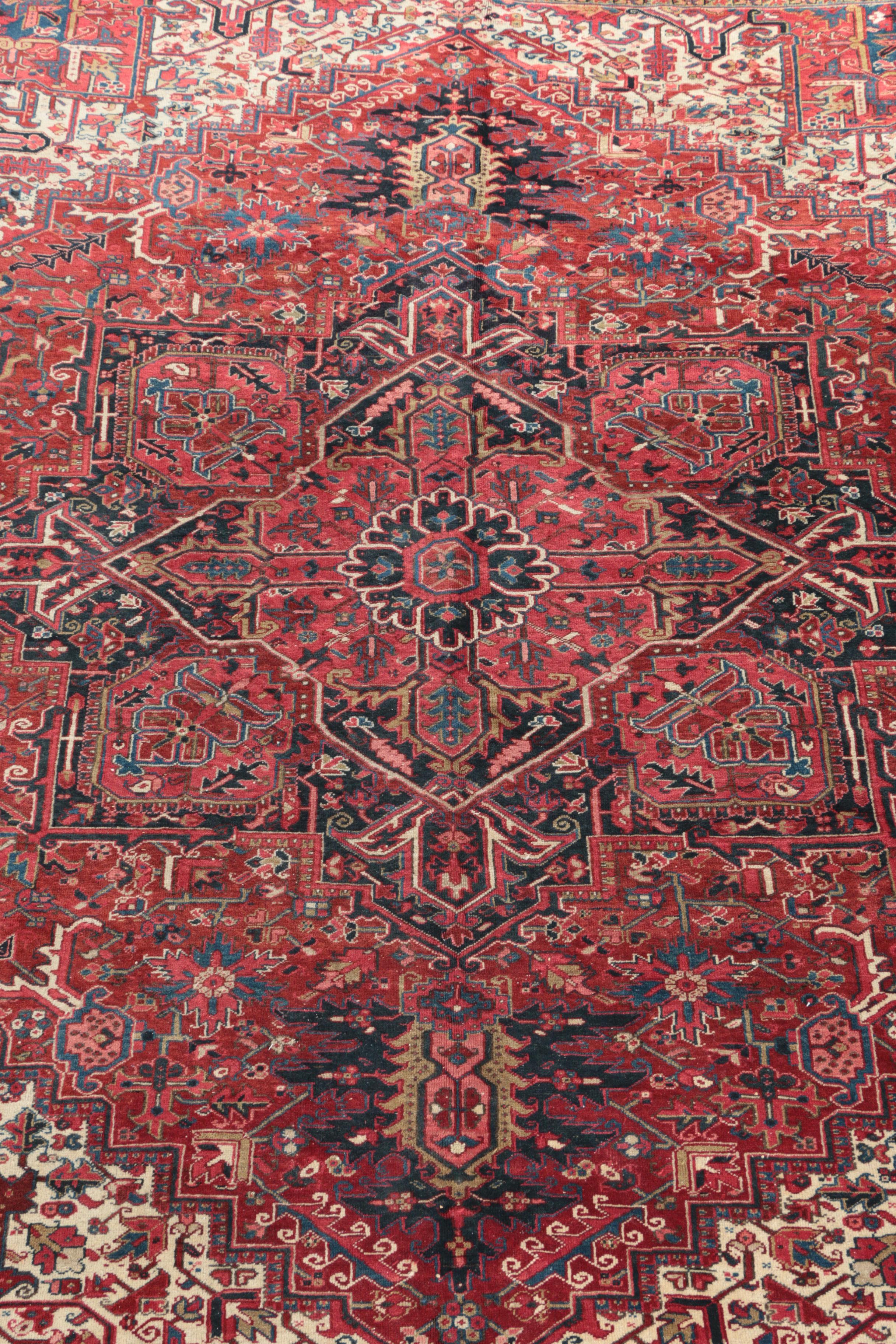 Hand-Knotted Persian Heriz Serapi Wool Room Sized Rug