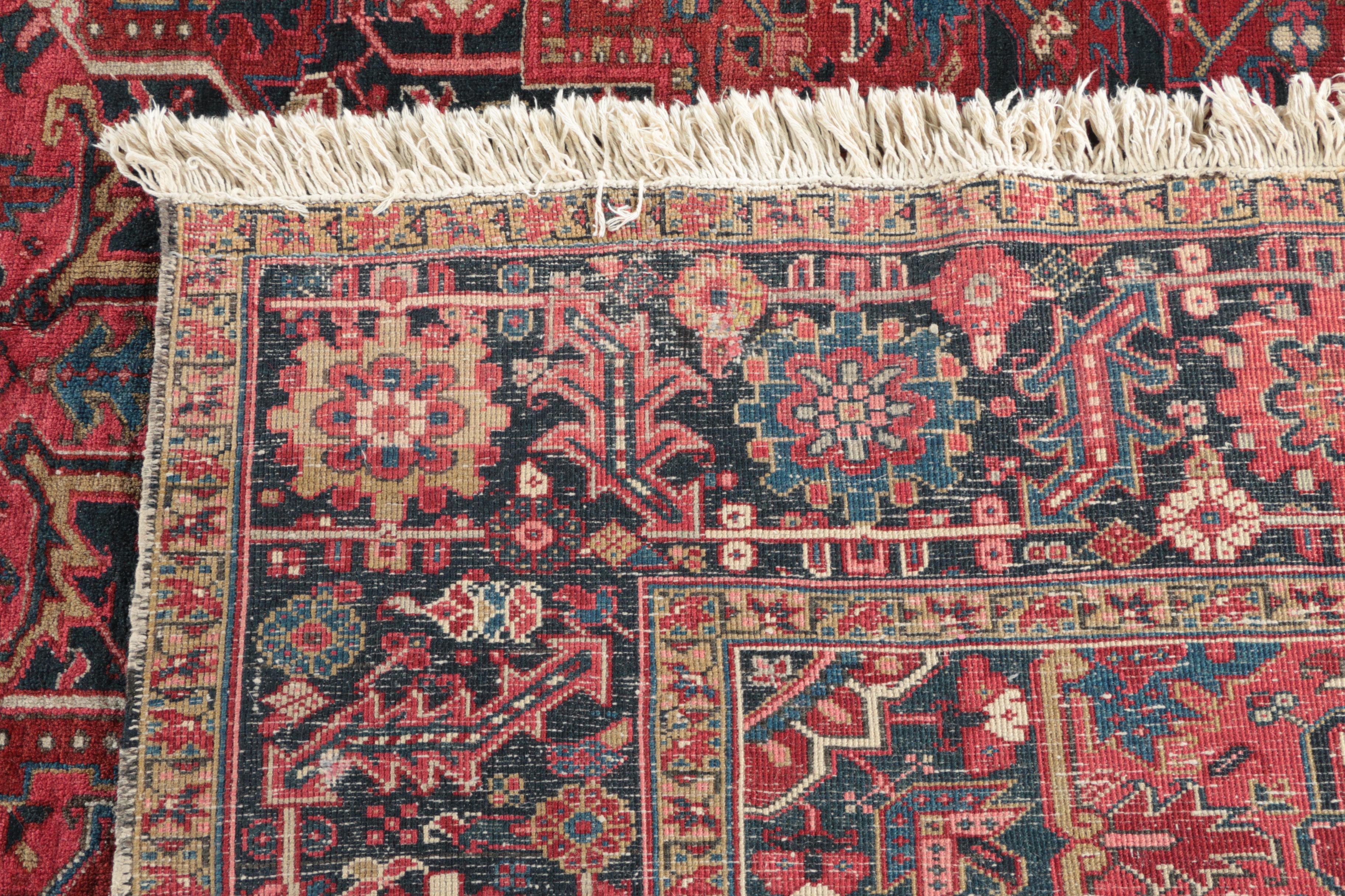 Hand-Knotted Persian Heriz Serapi Wool Room Sized Rug