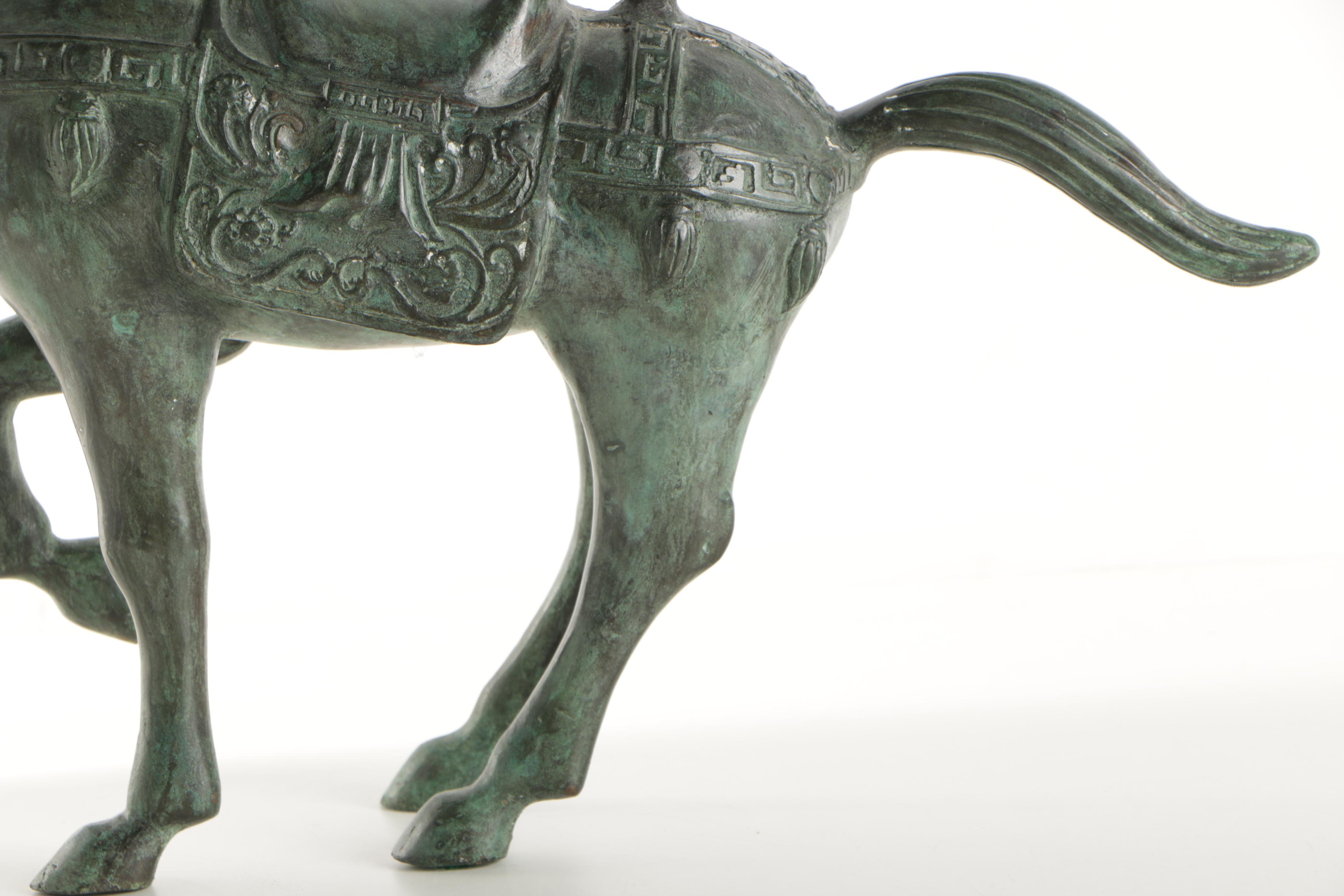 Chinese Inspired Metal Horse Sculpture