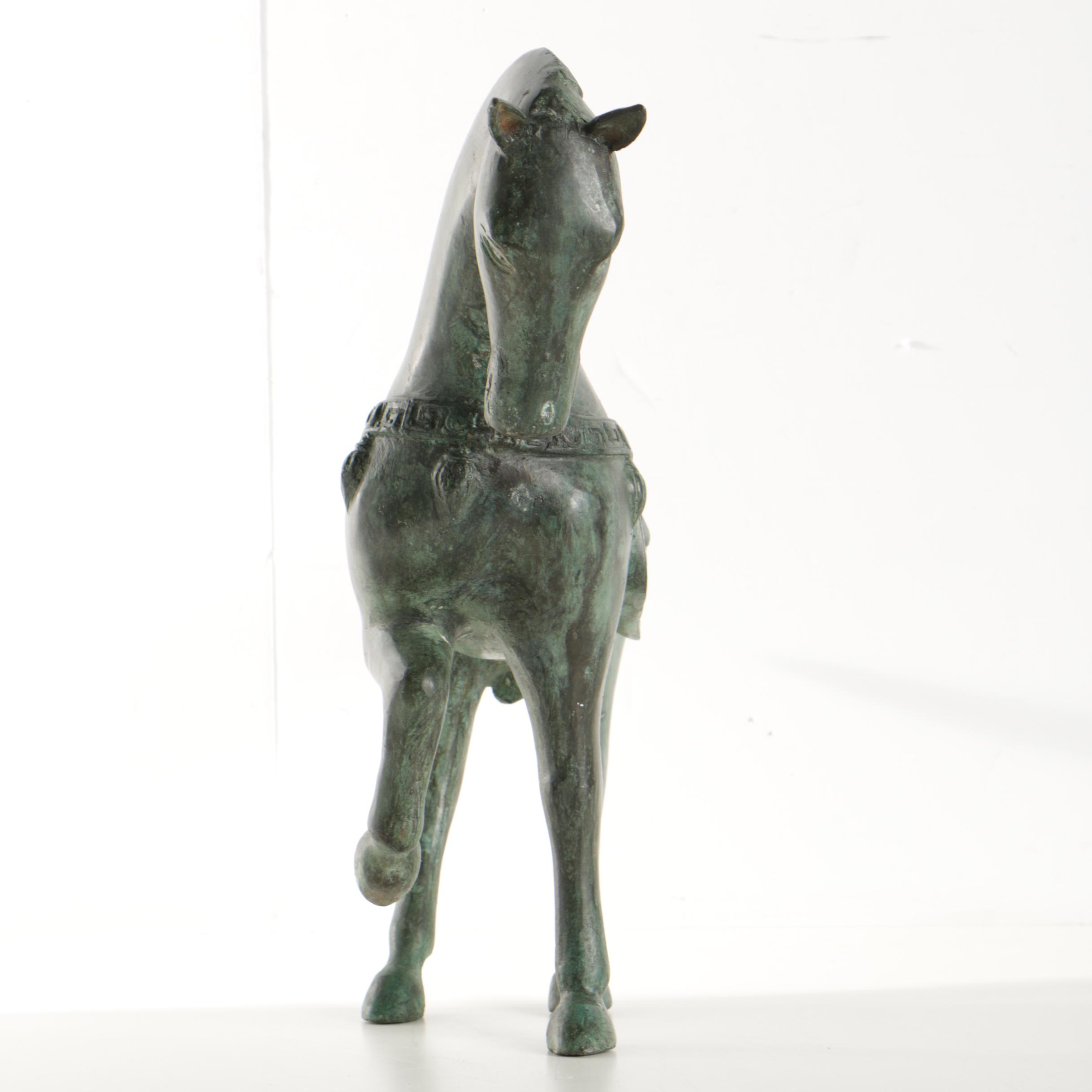 Chinese Inspired Metal Horse Sculpture