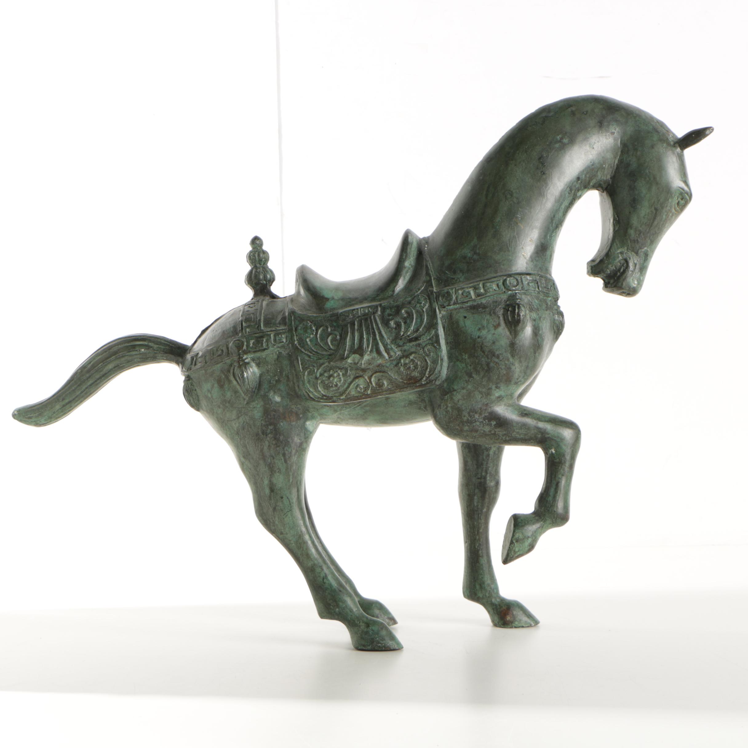 Chinese Inspired Metal Horse Sculpture