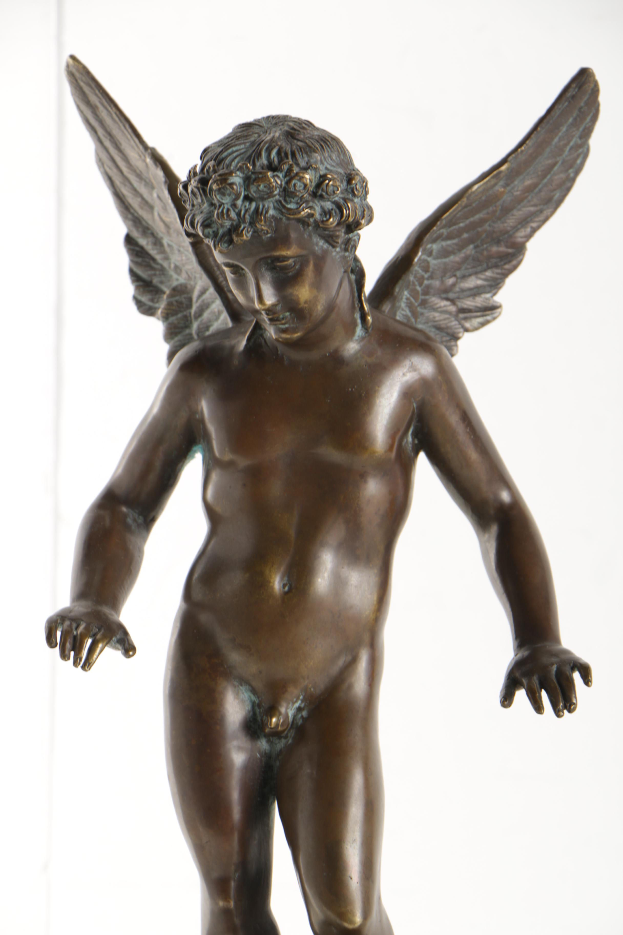 Late 20th Century Patinated Brass Sculpture of Cherub