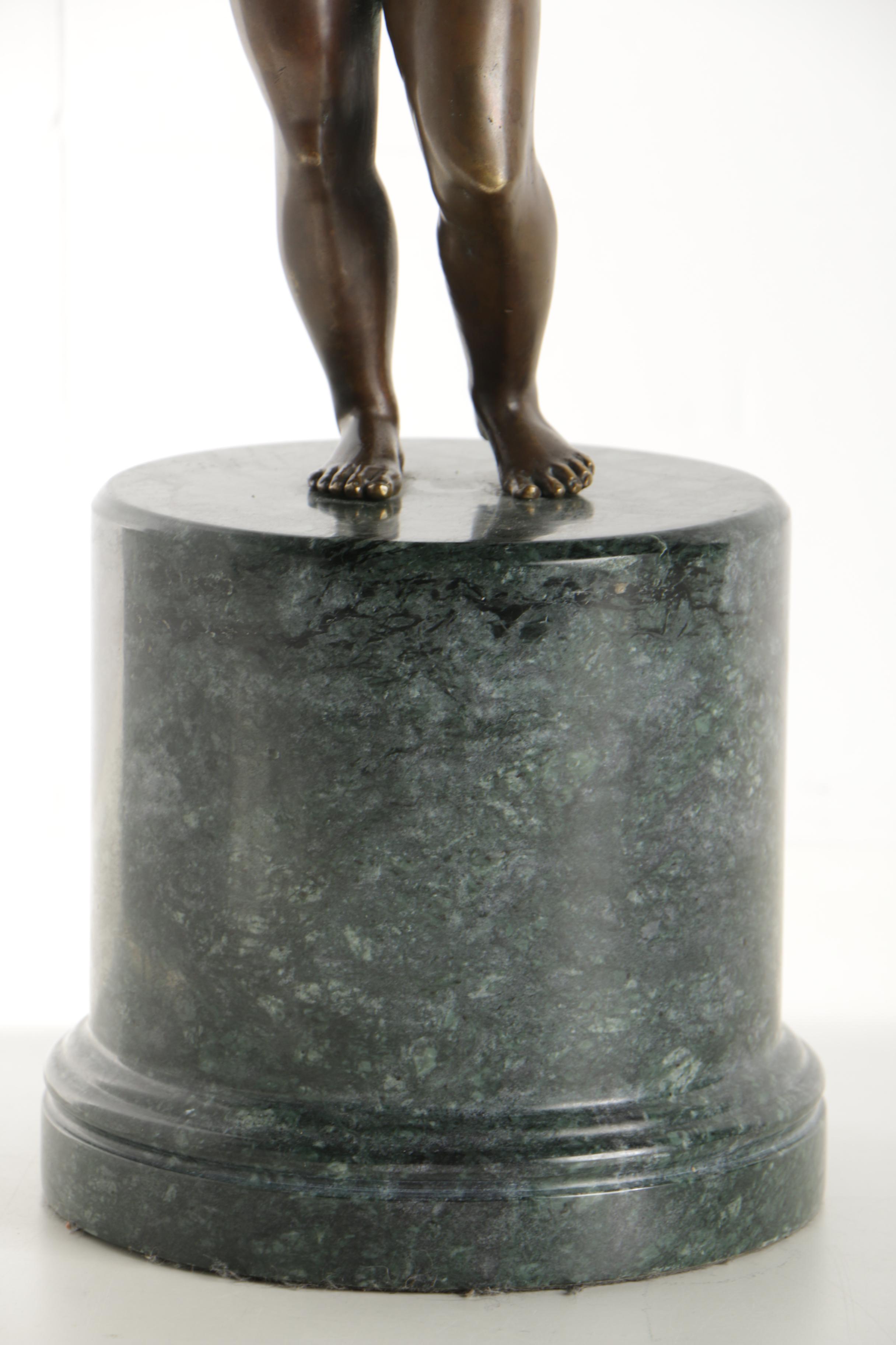 Late 20th Century Patinated Brass Sculpture of Cherub