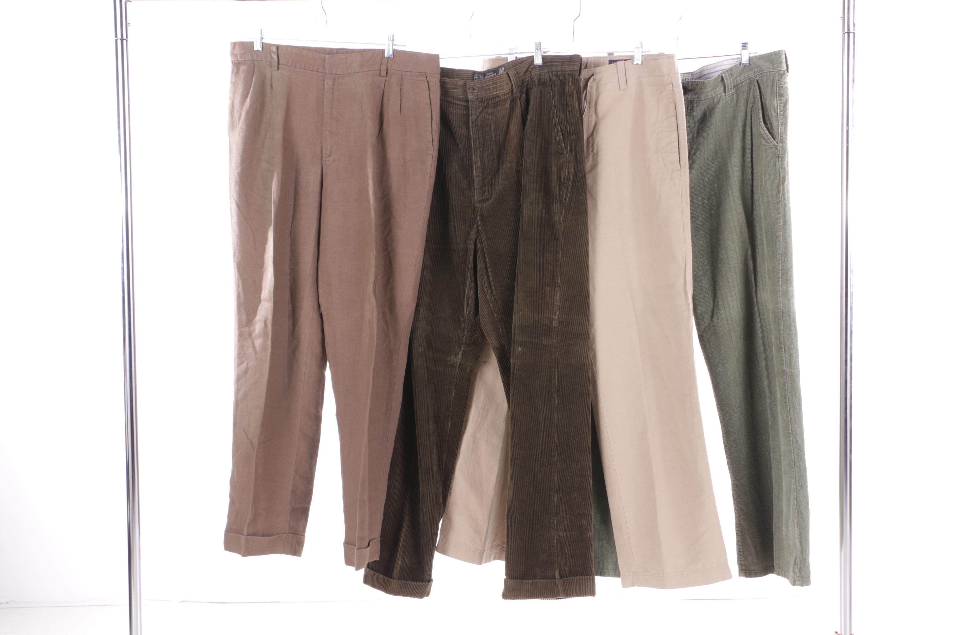 Seven Pairs of Men's Casual and Corduroy Pants Including Banana Republic and Gap