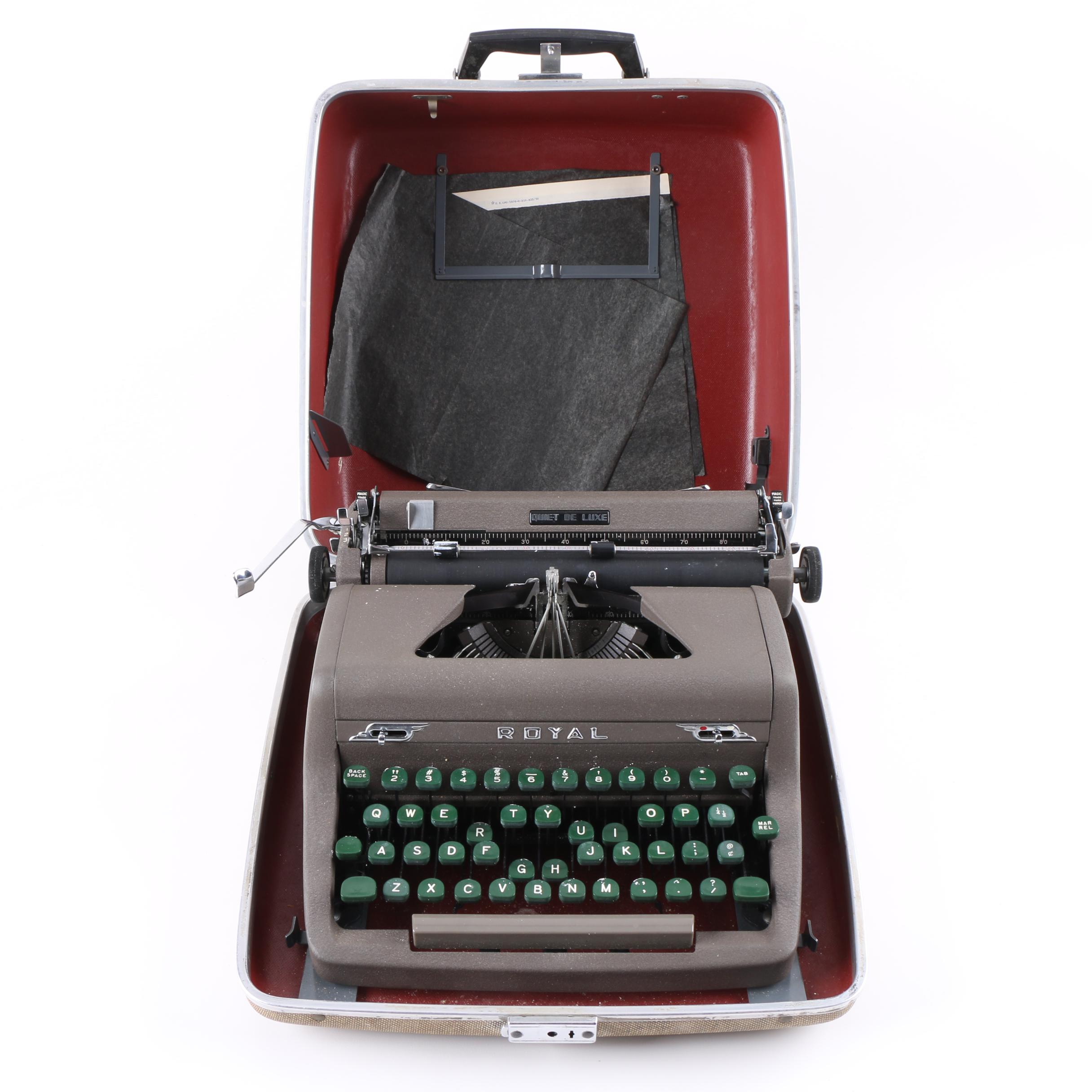 Vintage Royal "Quiet de Luxe" Typewriter with Hard-Shell Case