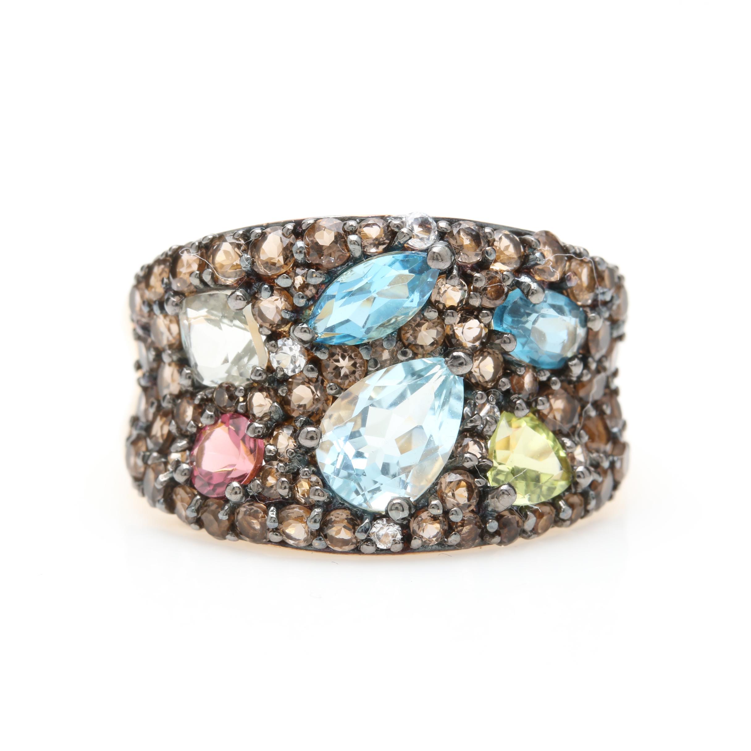 10K Yellow Gold Gemstone Ring Including Blue Topaz