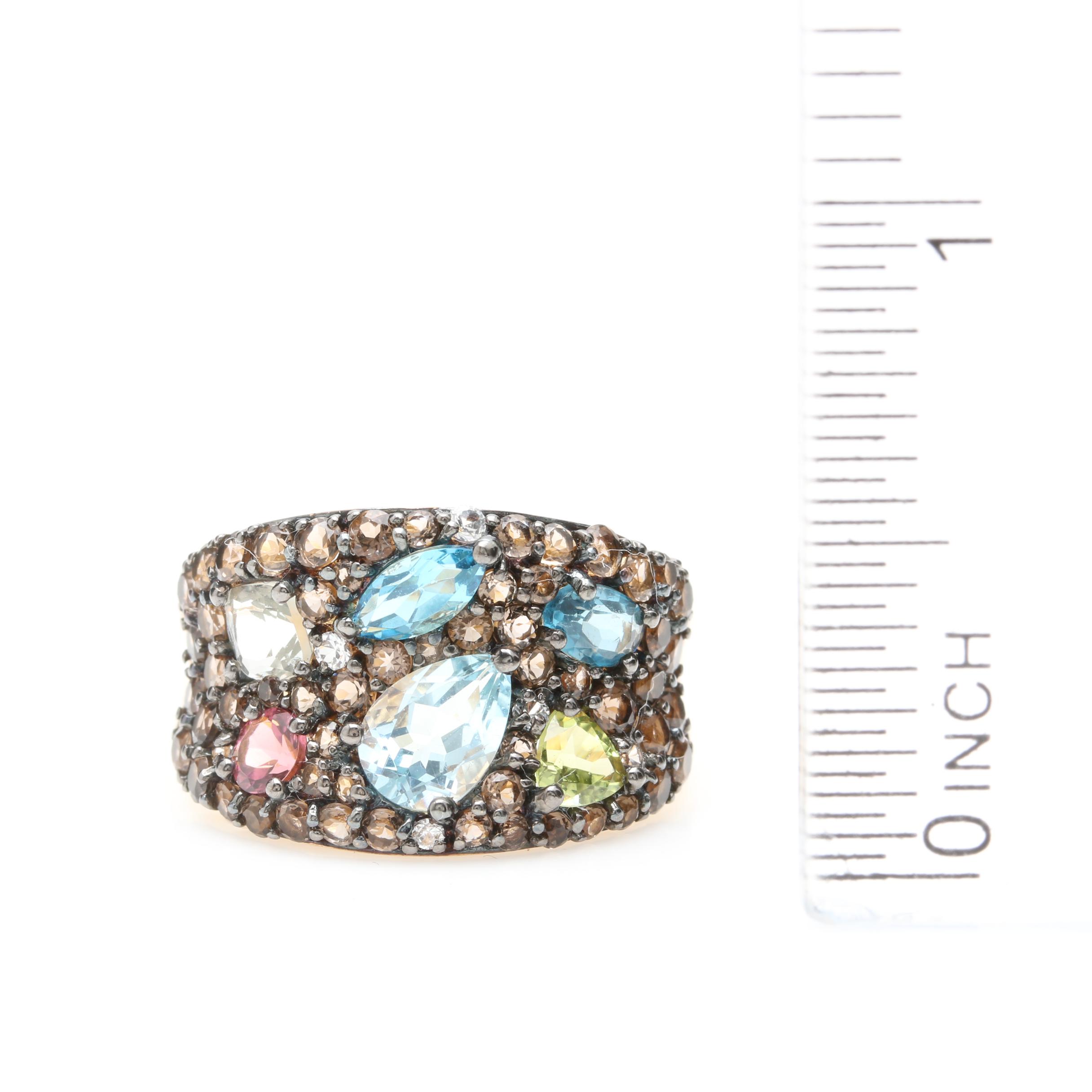 10K Yellow Gold Gemstone Ring Including Blue Topaz