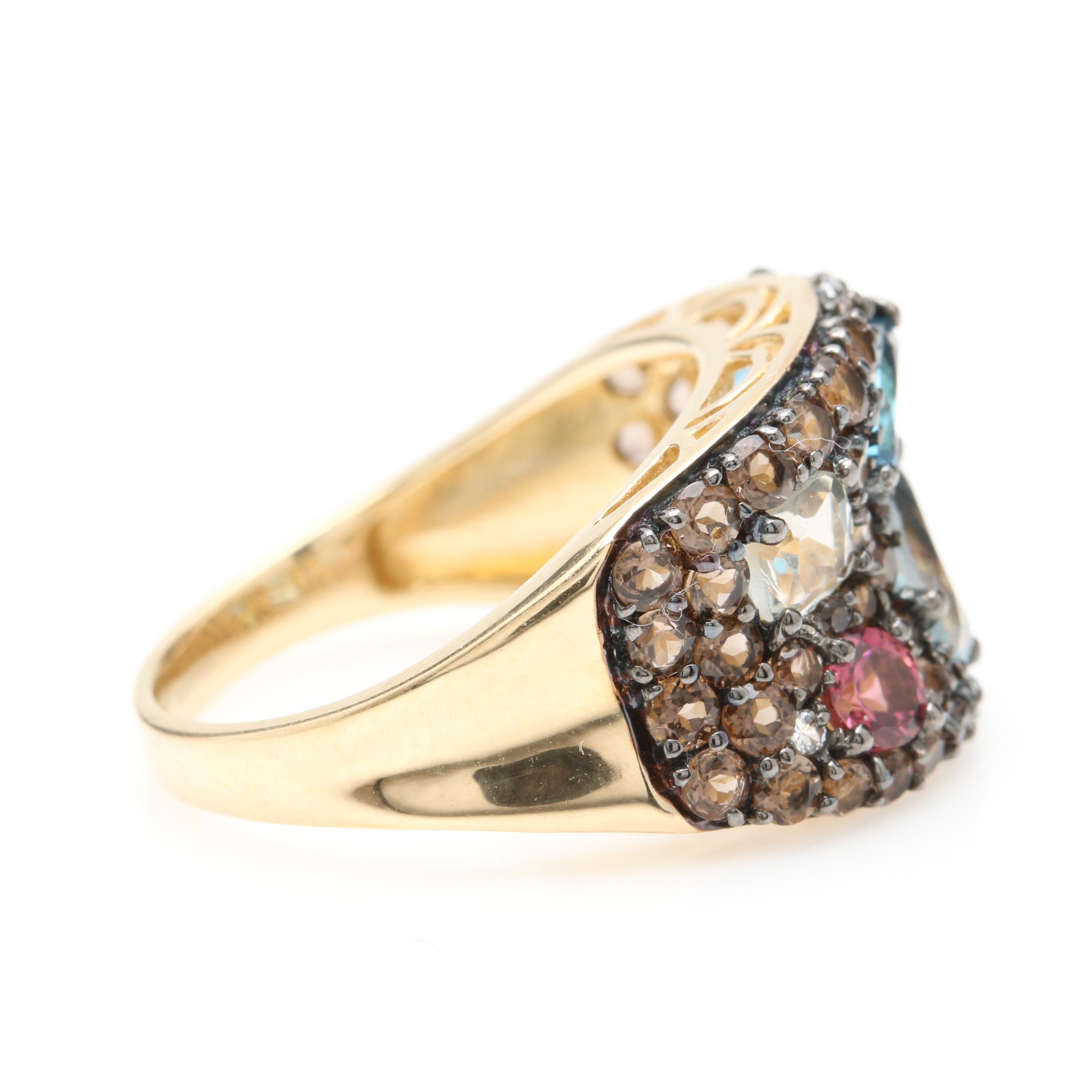 10K Yellow Gold Gemstone Ring Including Blue Topaz