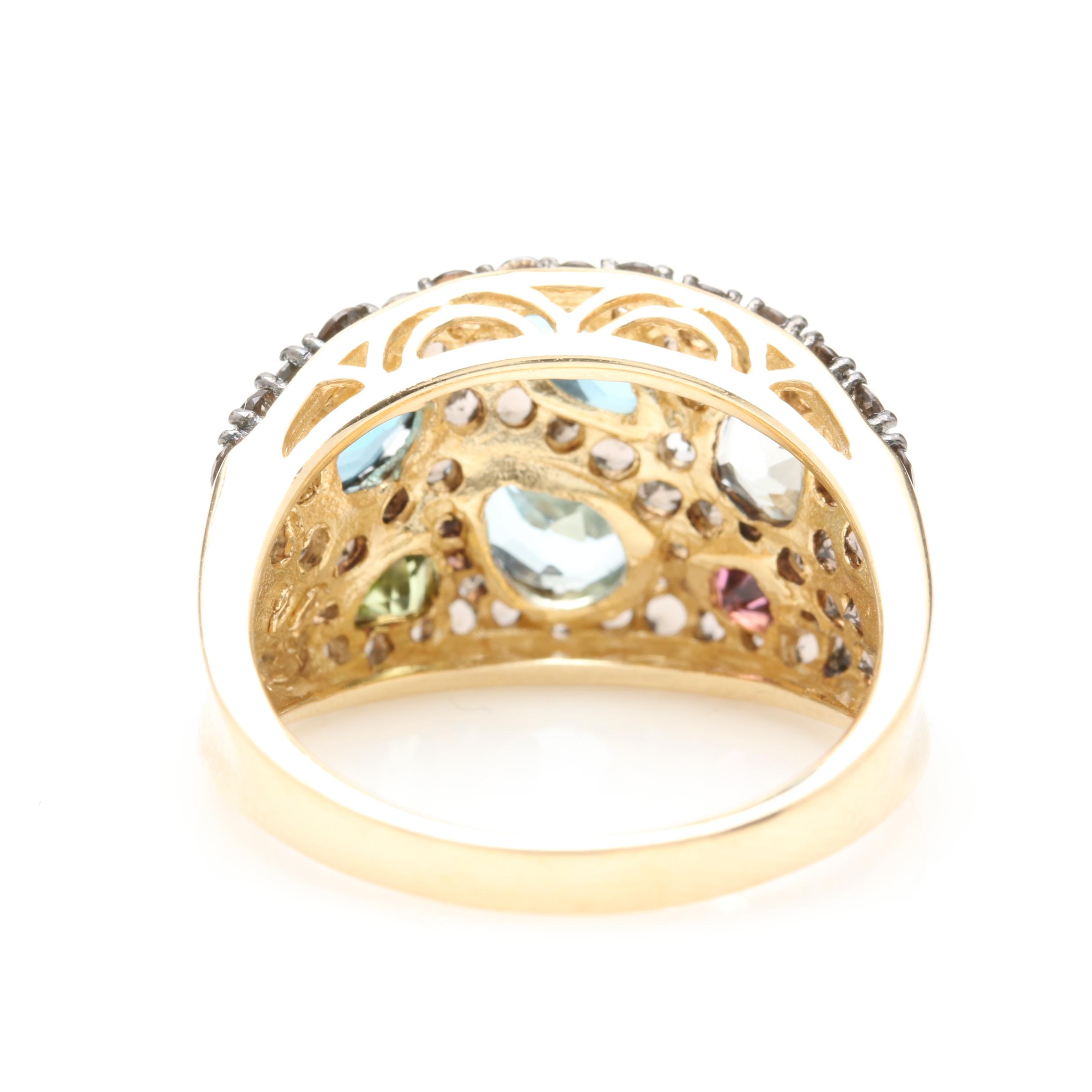 10K Yellow Gold Gemstone Ring Including Blue Topaz