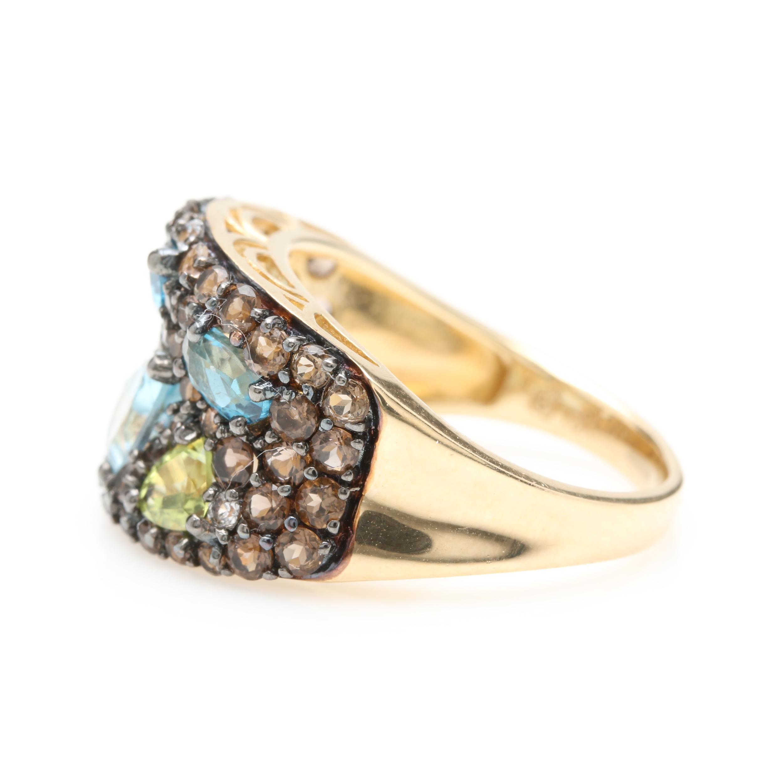 10K Yellow Gold Gemstone Ring Including Blue Topaz