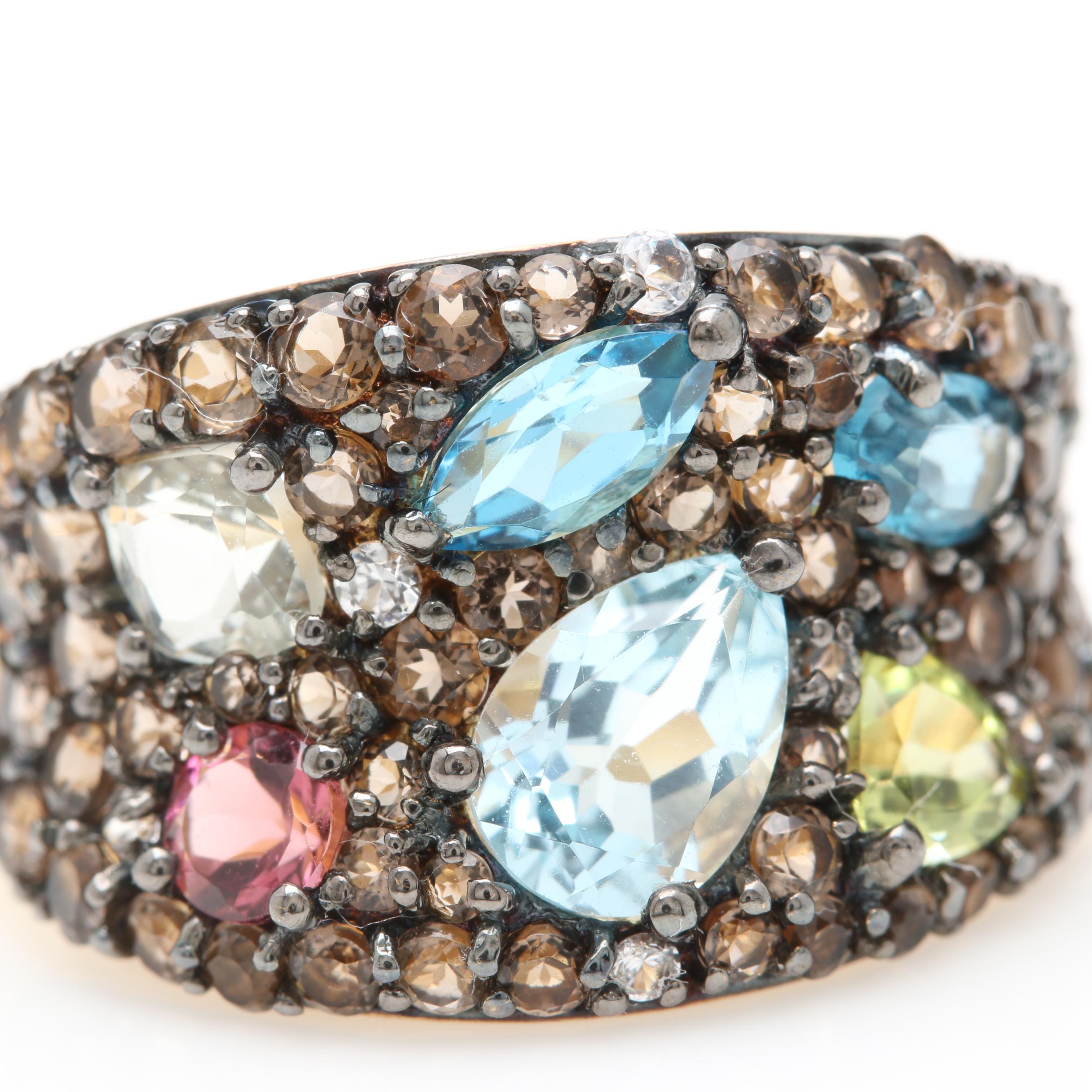 10K Yellow Gold Gemstone Ring Including Blue Topaz