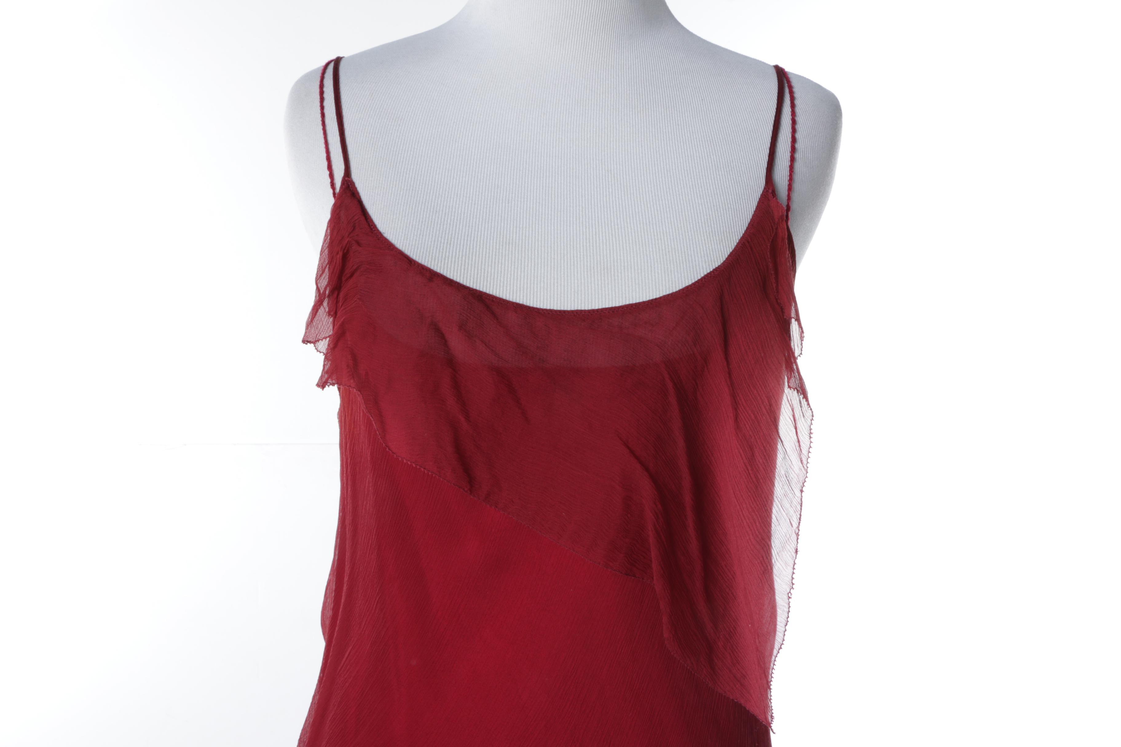 Max Studio Special Edition Red Silk Chiffon Sleeveless Gown