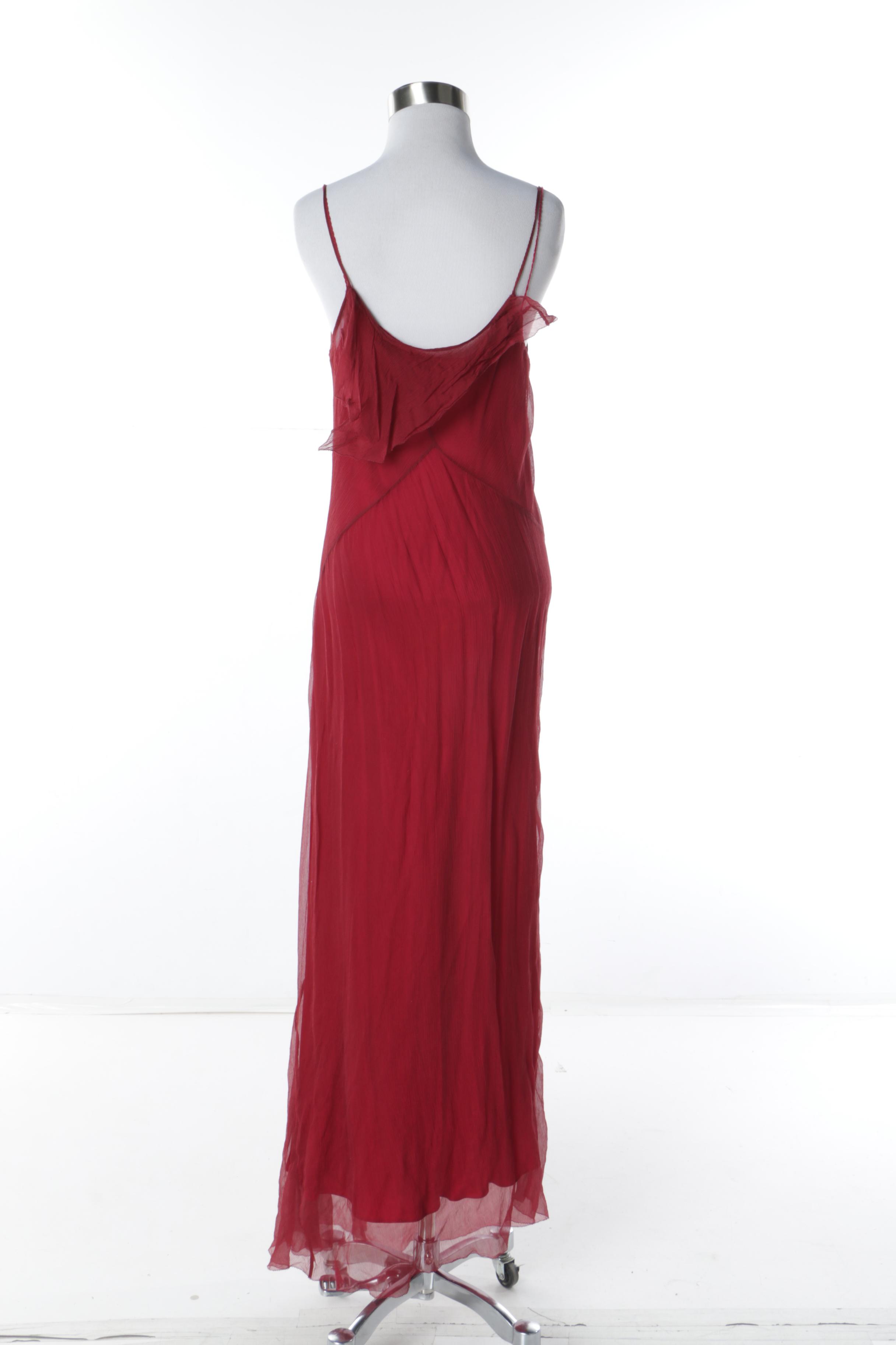 Max Studio Special Edition Red Silk Chiffon Sleeveless Gown