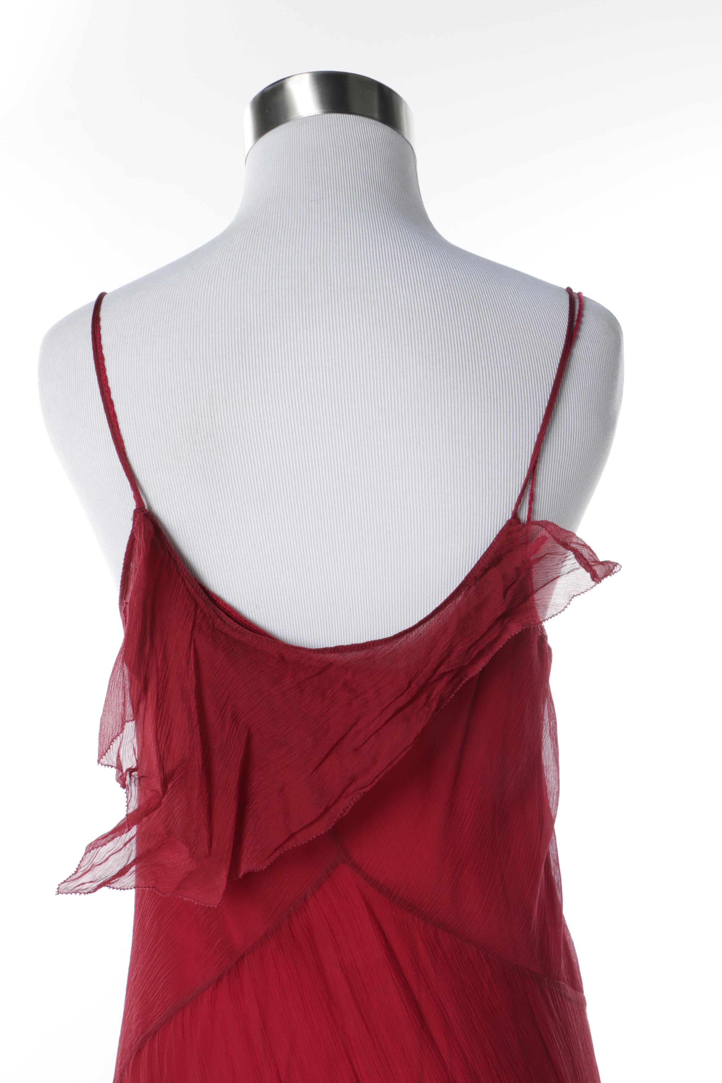 Max Studio Special Edition Red Silk Chiffon Sleeveless Gown