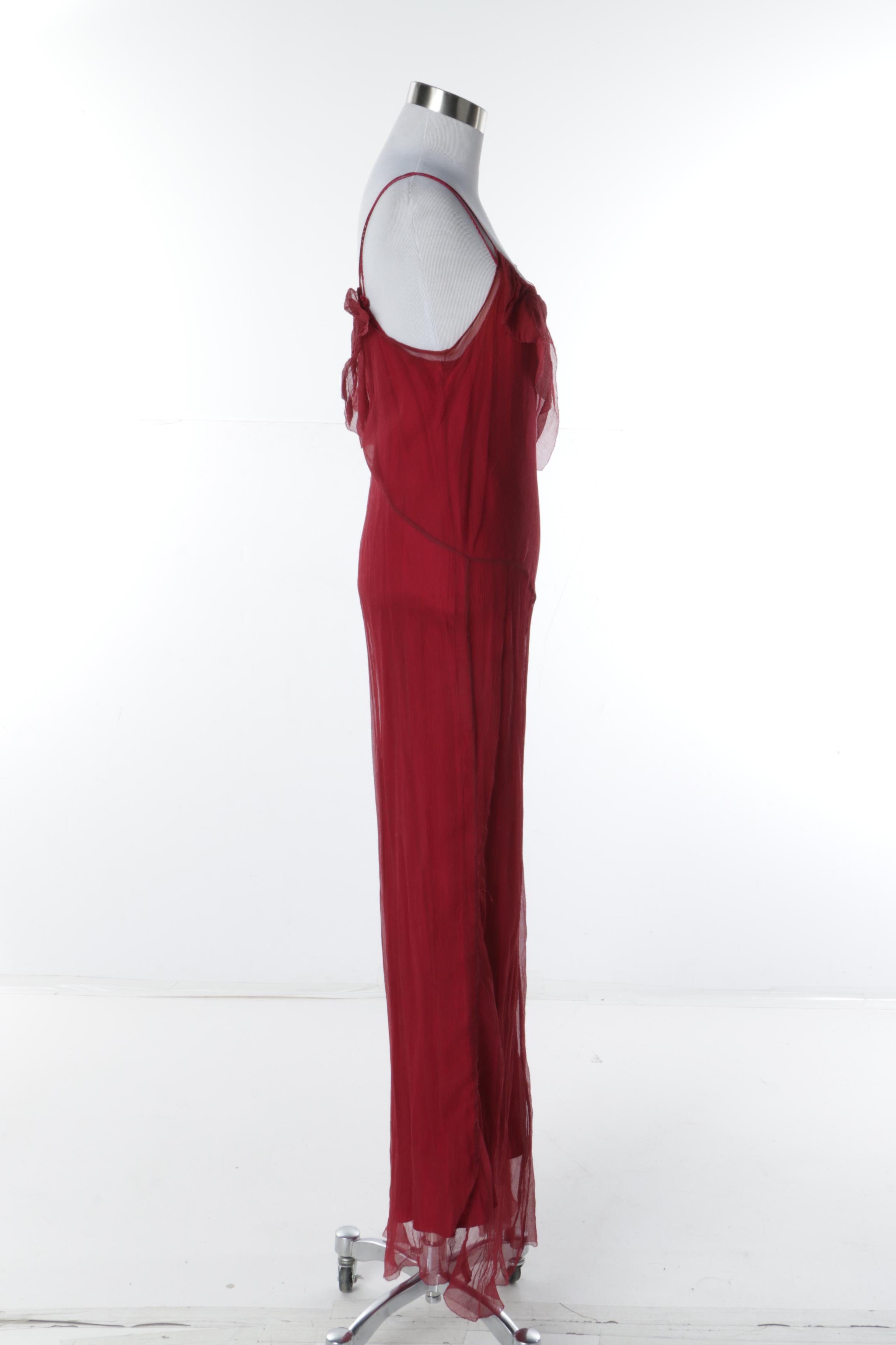 Max Studio Special Edition Red Silk Chiffon Sleeveless Gown