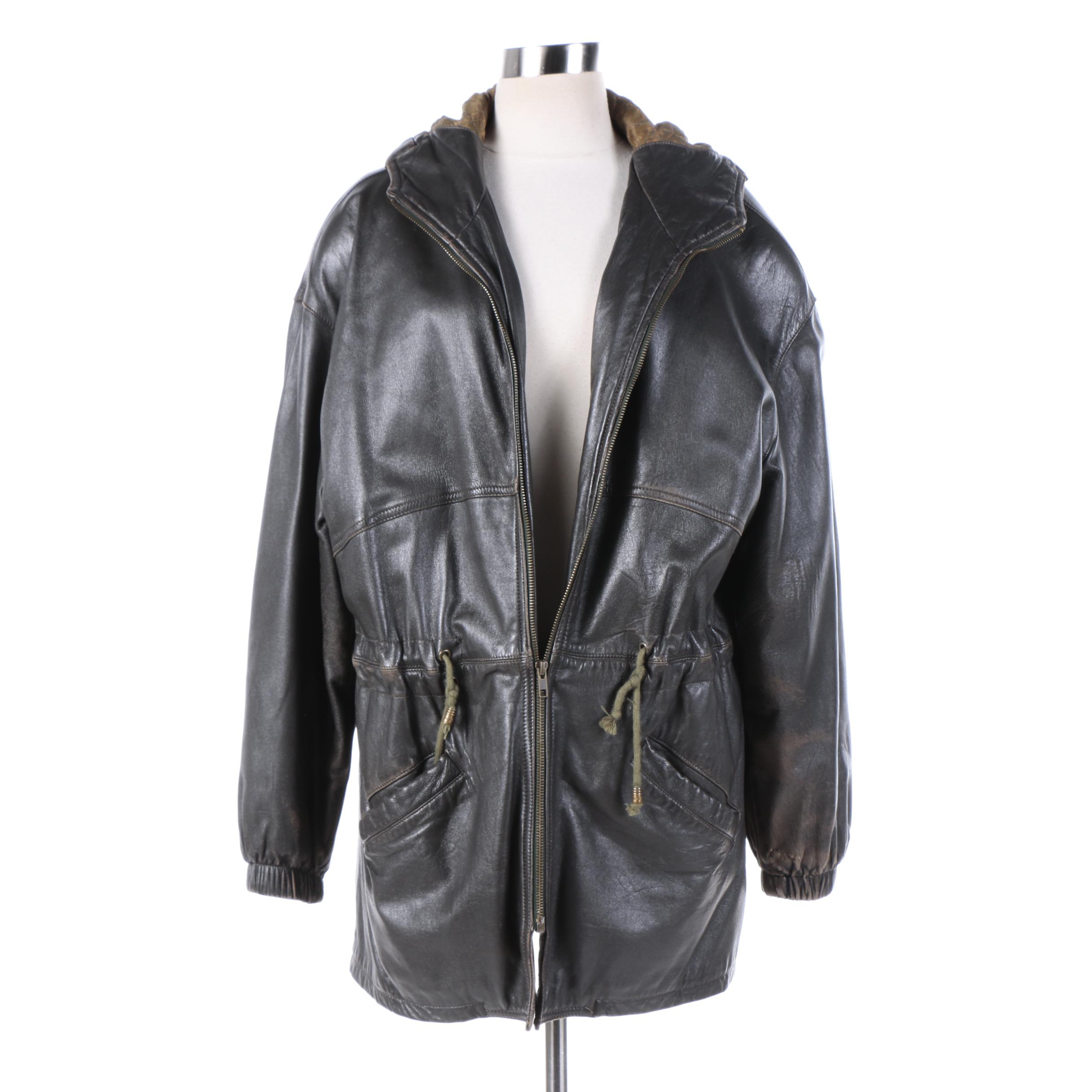 Women's Vintage Italian Kimó Boutique Donna Black Leather Jacket