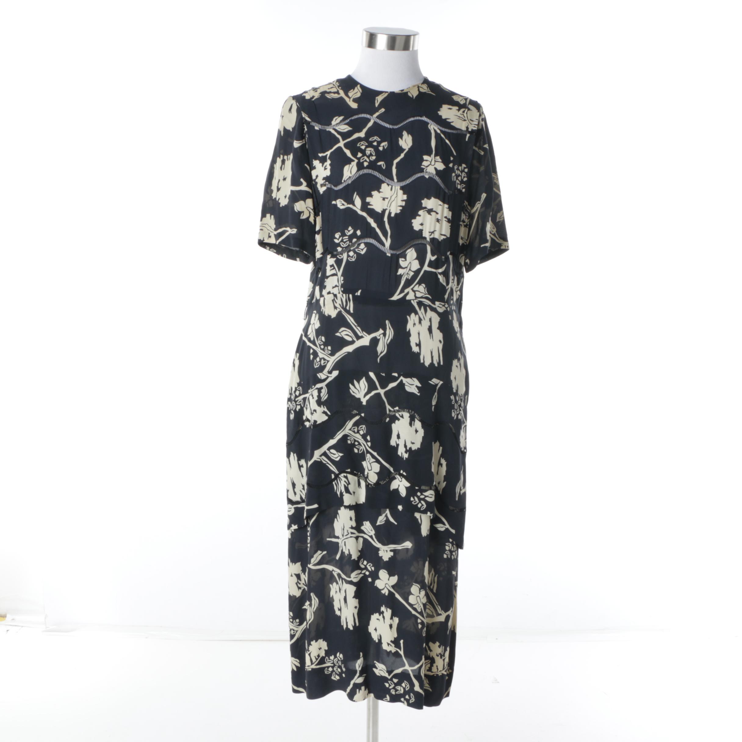 Circa 1950s Vintage Floral Print Day Dress