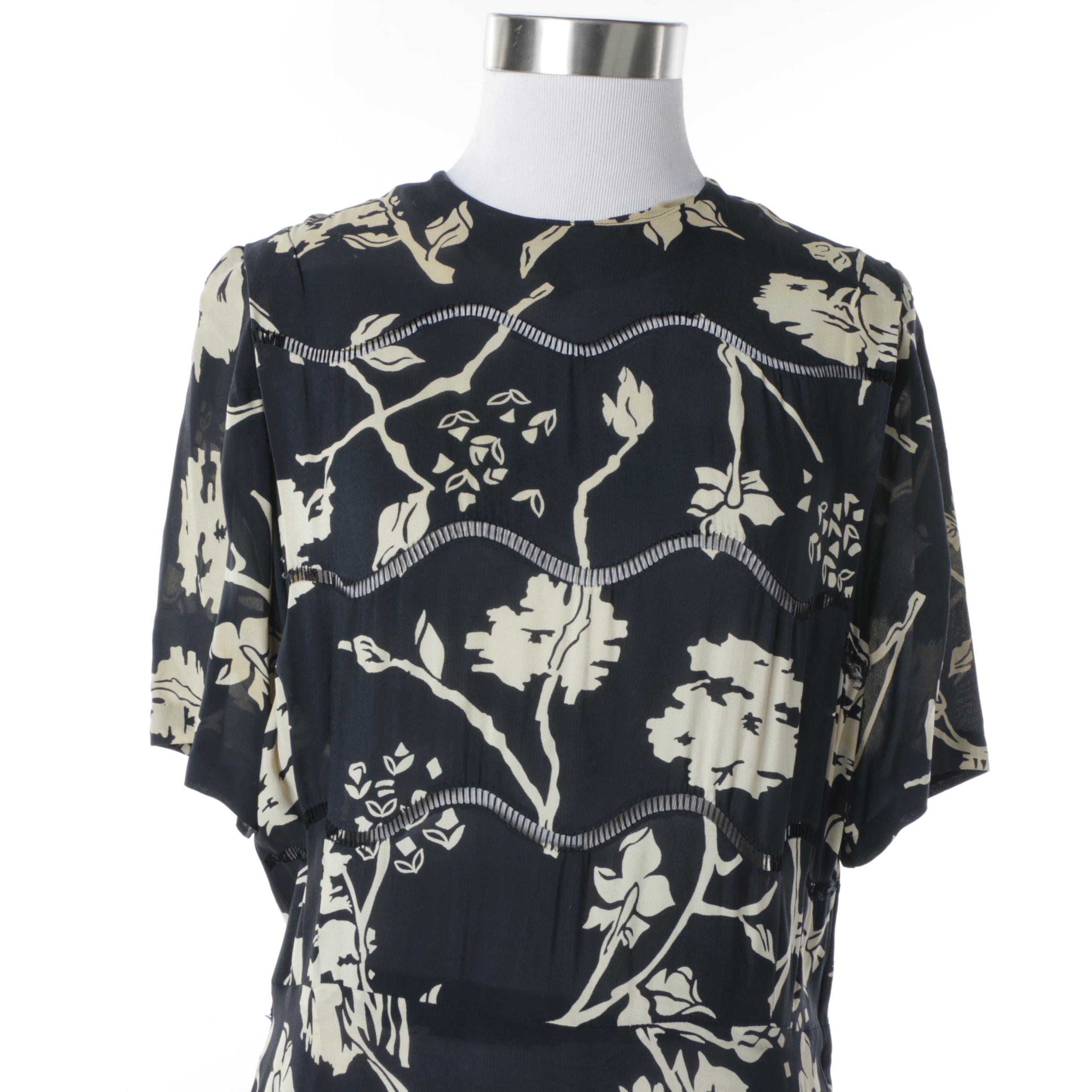 Circa 1950s Vintage Floral Print Day Dress