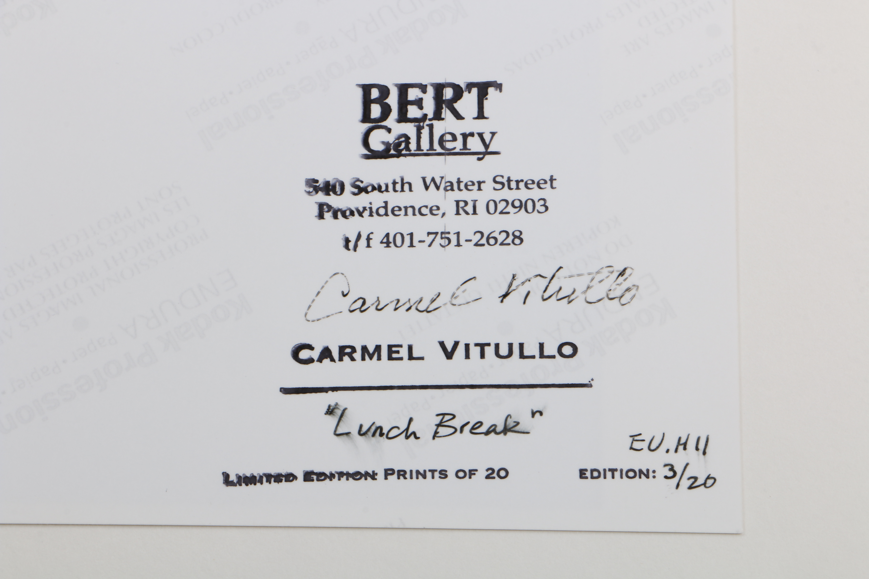Carmel Vitullo Limited Edition Photograph Print "Lunch Break"
