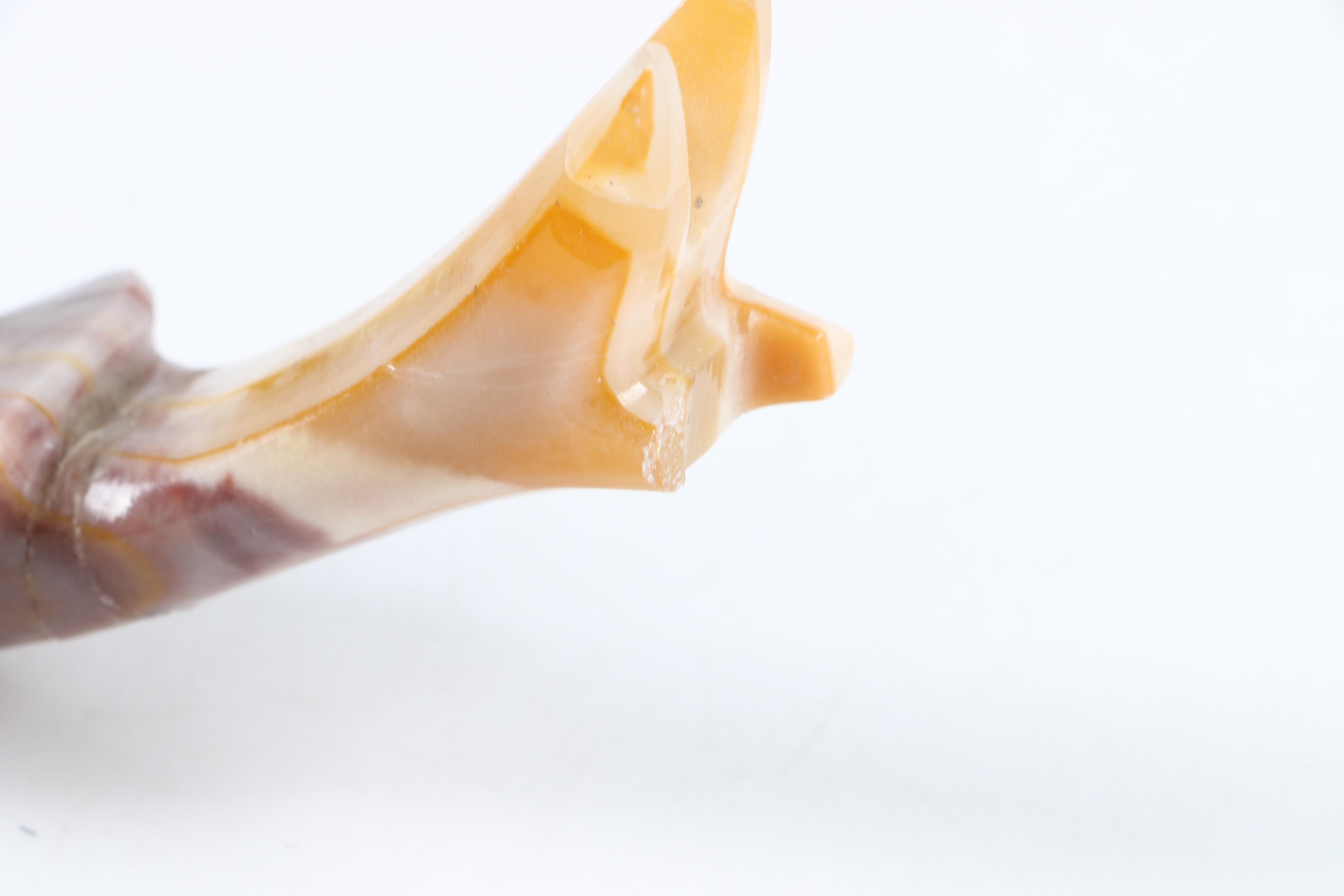 Carved Banded Calcite Snail Figurine