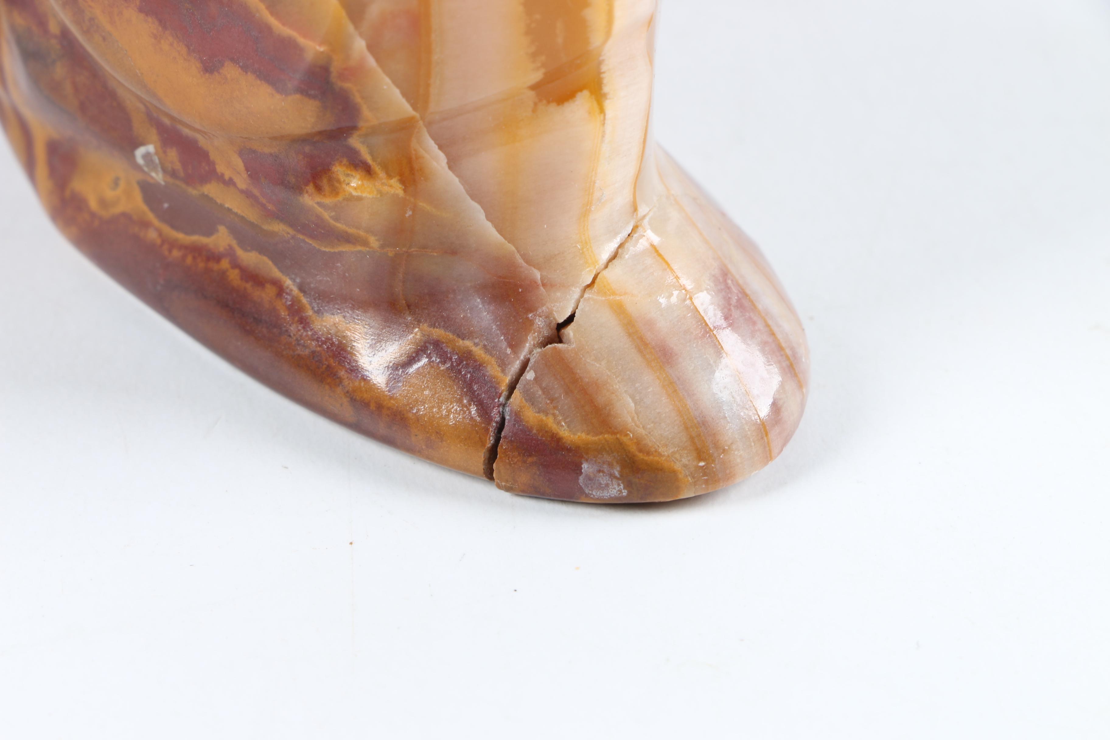 Carved Banded Calcite Snail Figurine