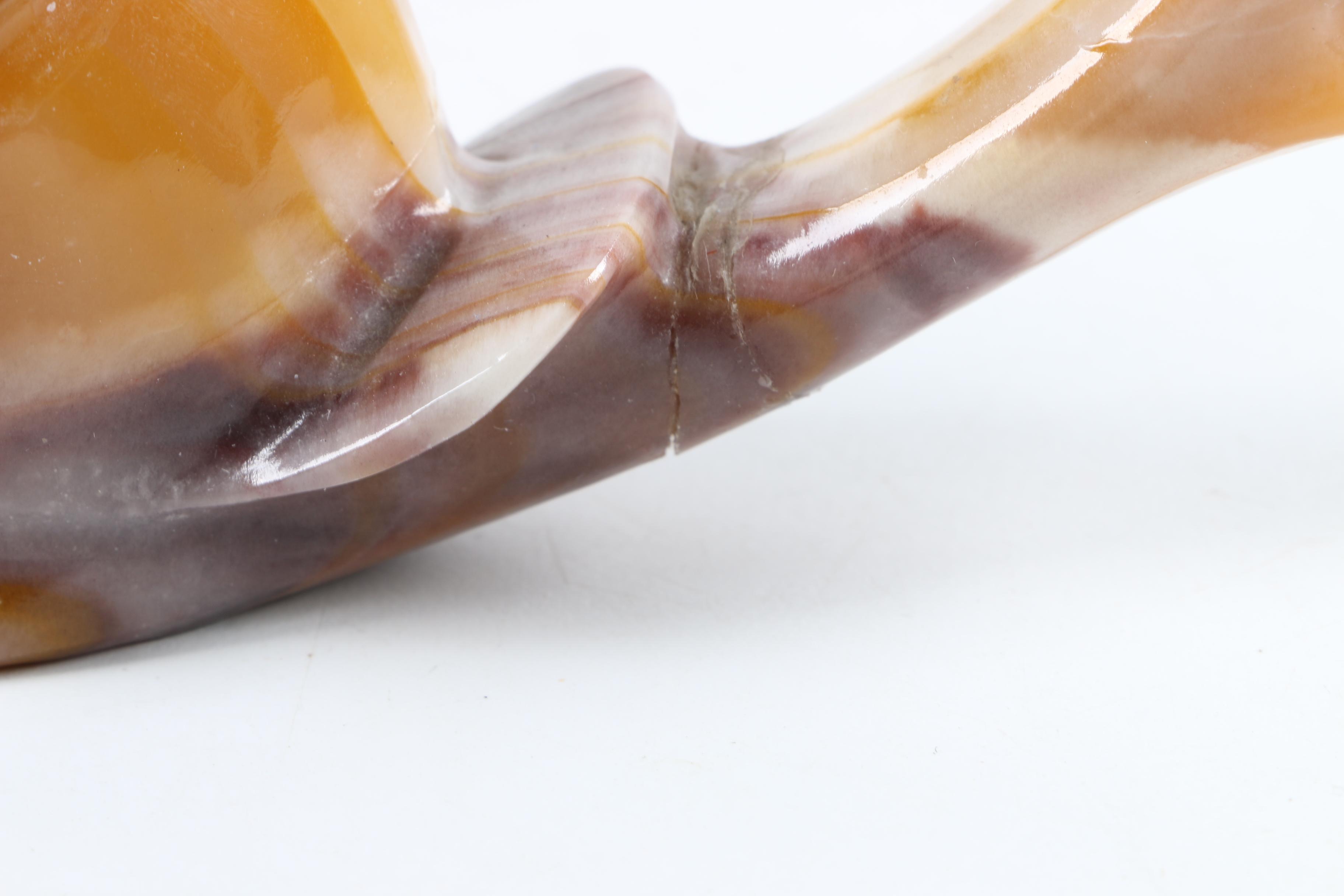 Carved Banded Calcite Snail Figurine