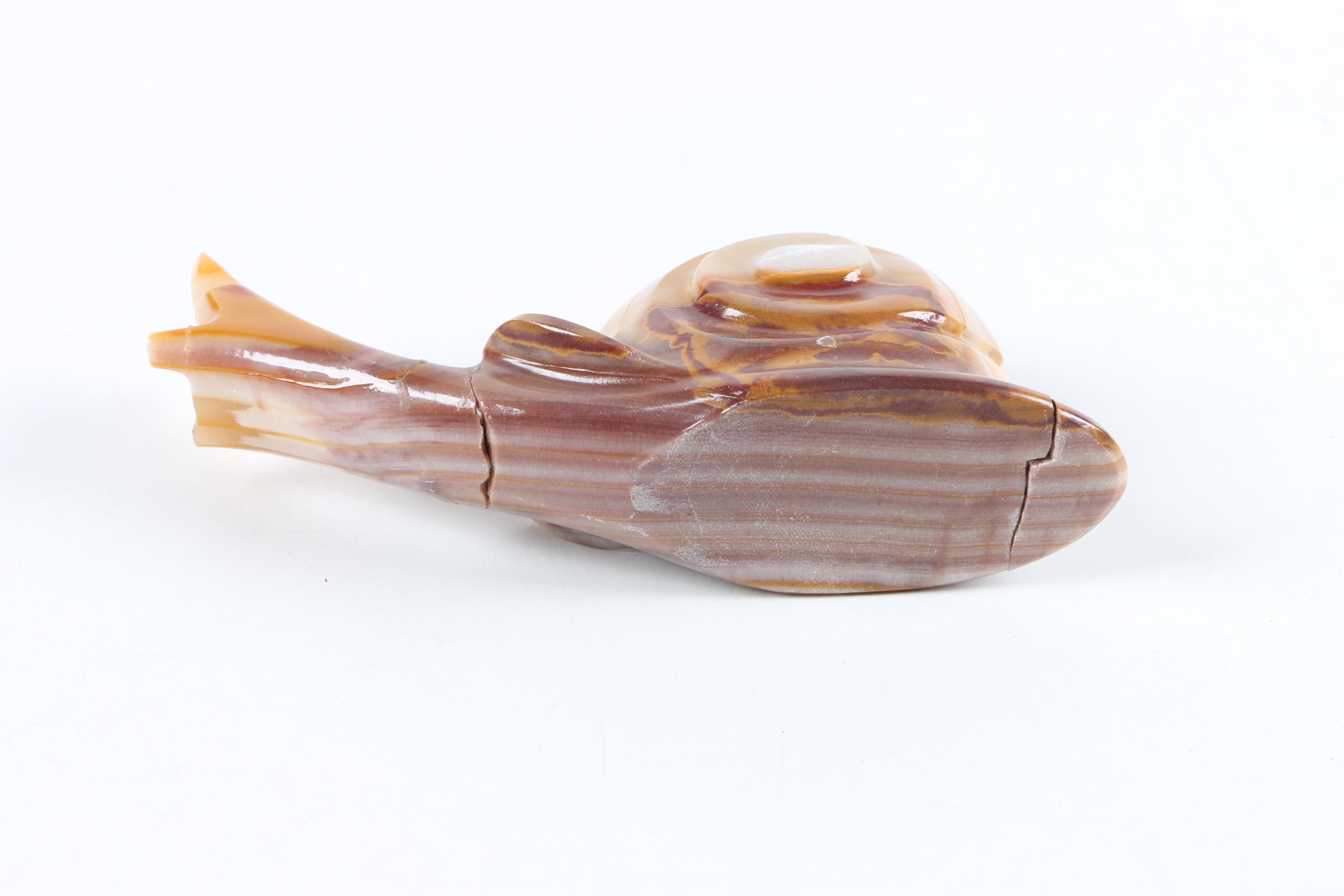 Carved Banded Calcite Snail Figurine