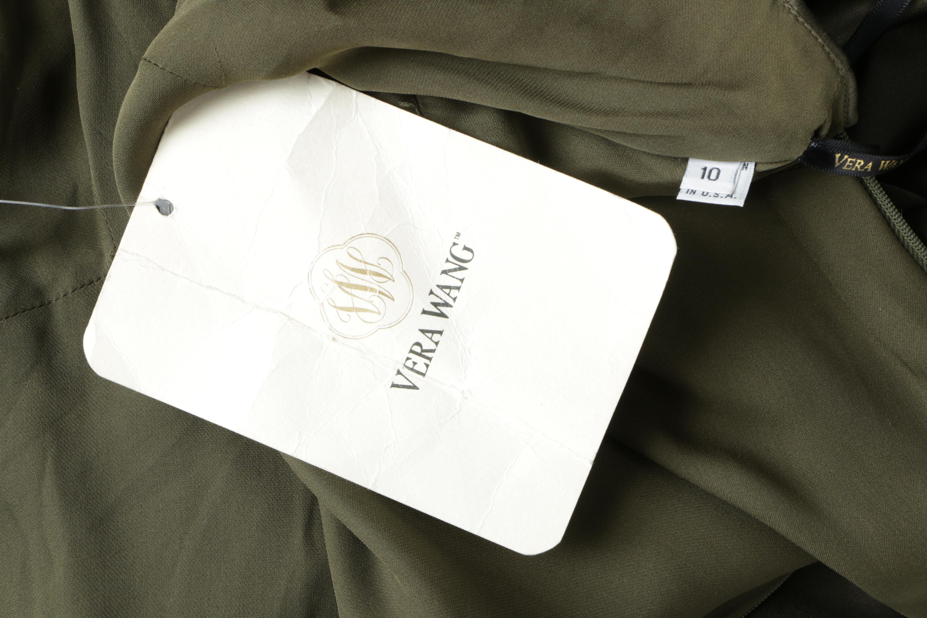 Vera Wang Olive Green Silk Sleeveless Evening Sample Dress