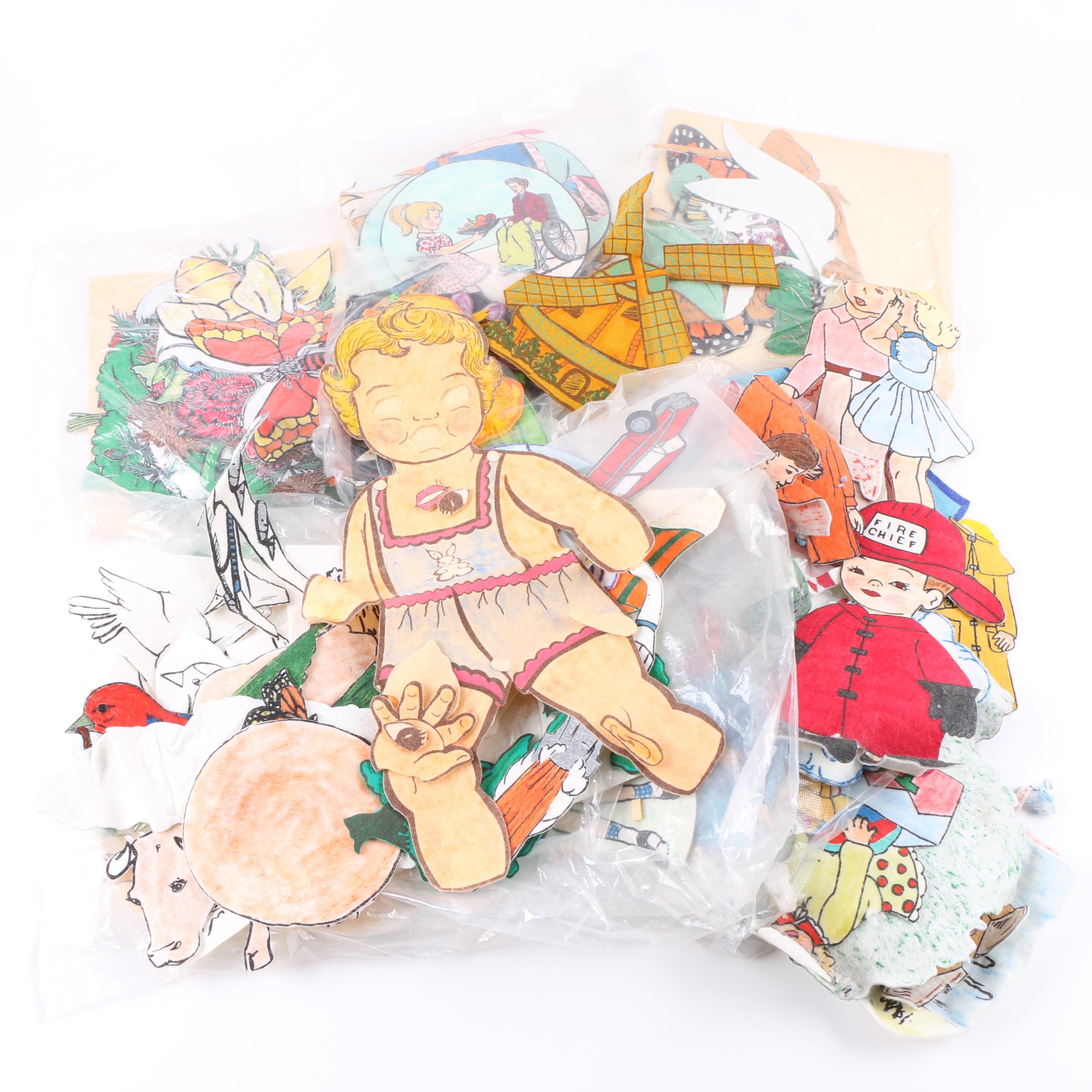 Vintage Felt Doll and Accessories
