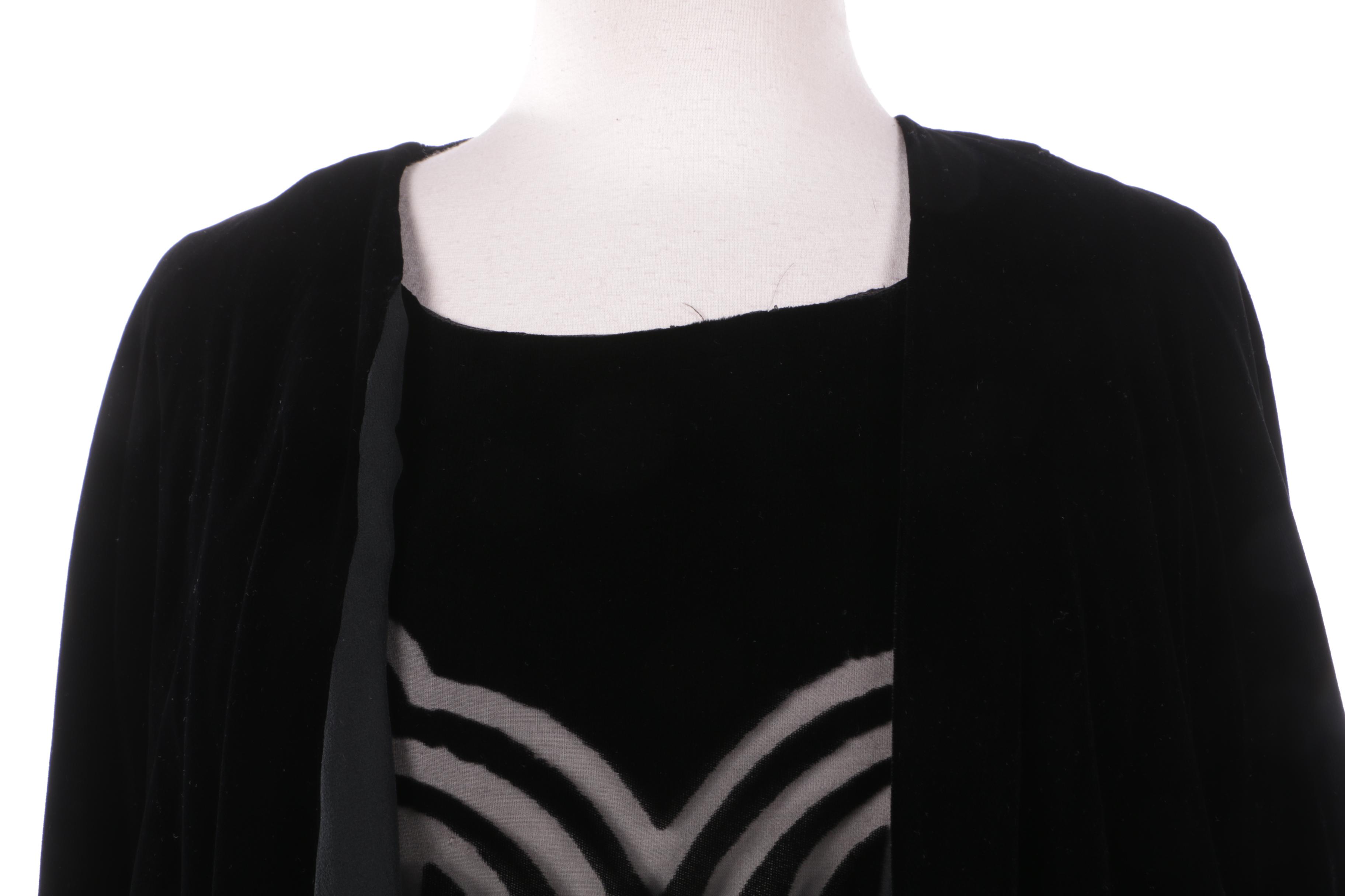 Circa Late 1930s-Early 1940s Vintage Black Velvet Evening Gowns and Jacket