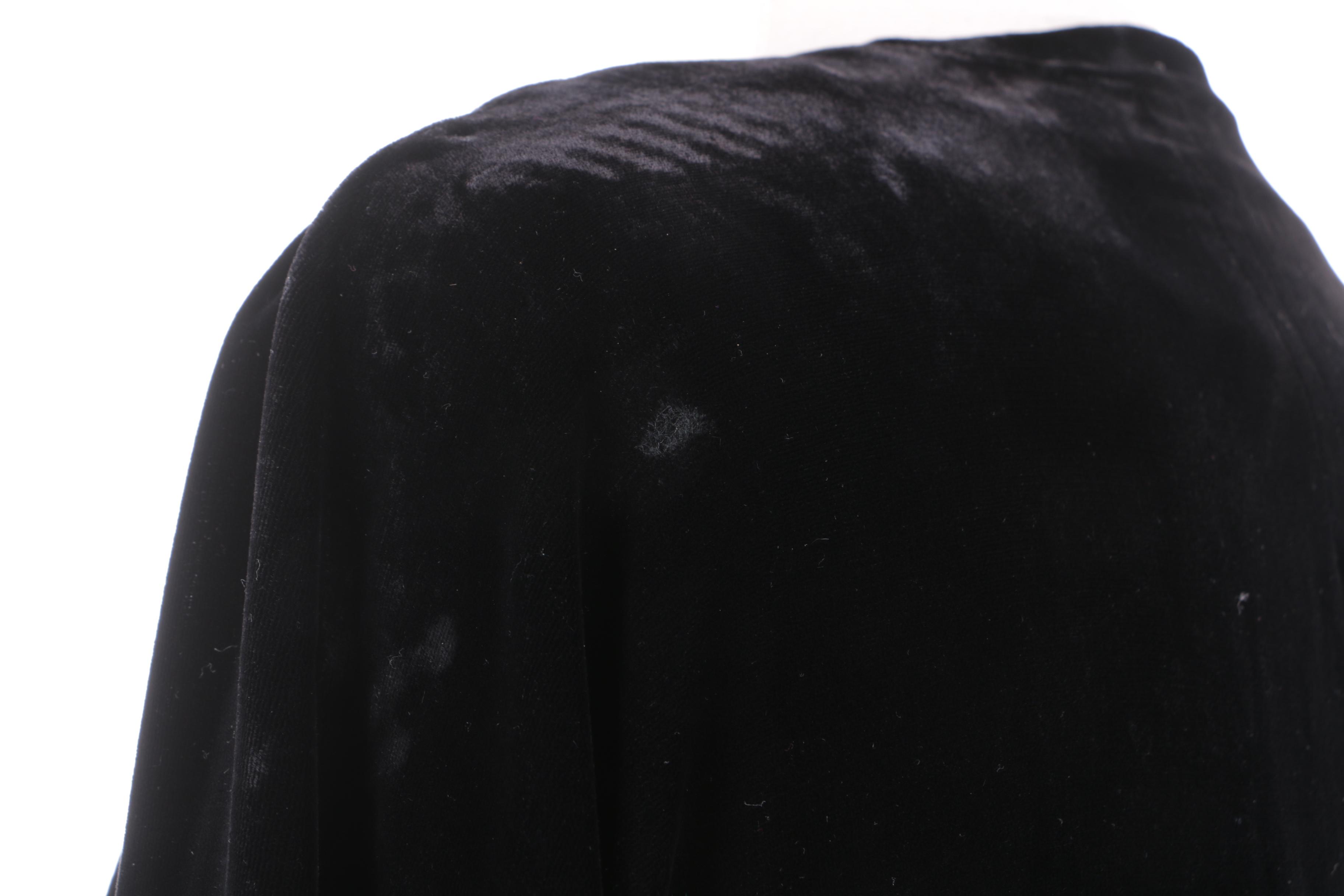 Circa Late 1930s-Early 1940s Vintage Black Velvet Evening Gowns and Jacket