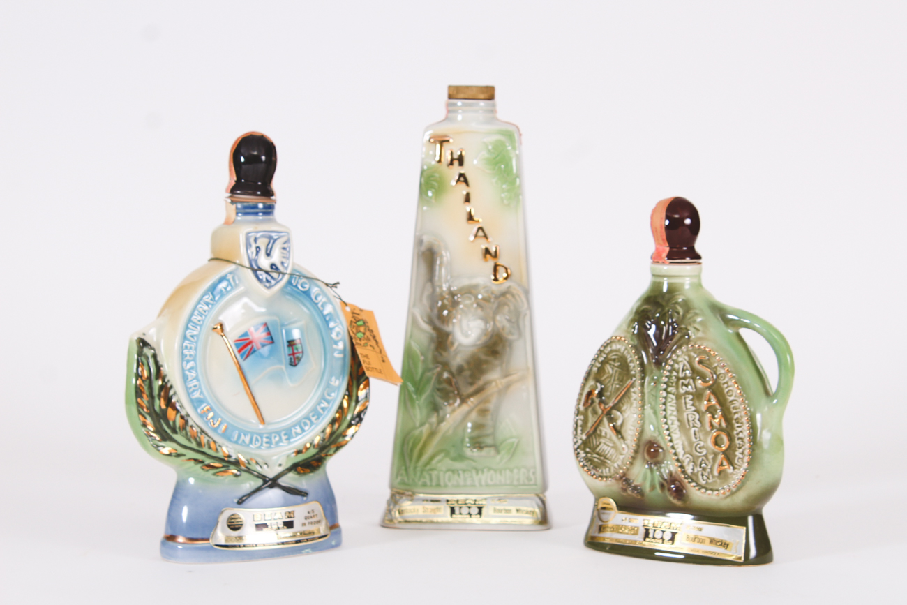 Vintage James Beam Ceramic World Country Decanters