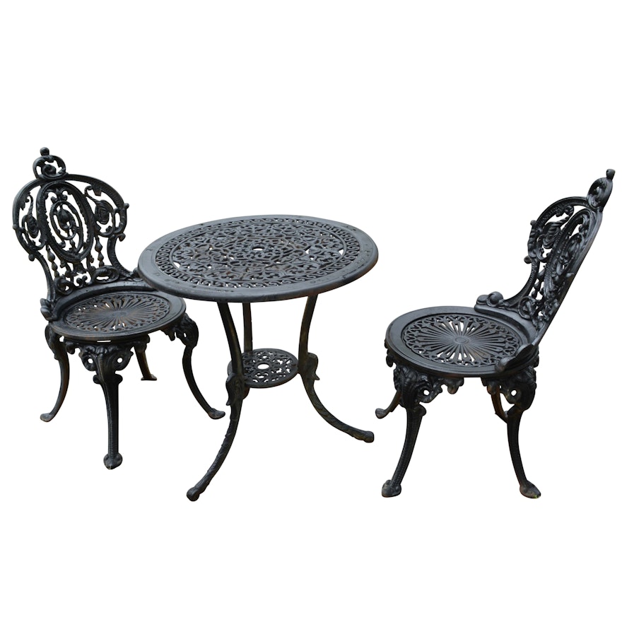 Pair of Black Cast Iron Bistro Set